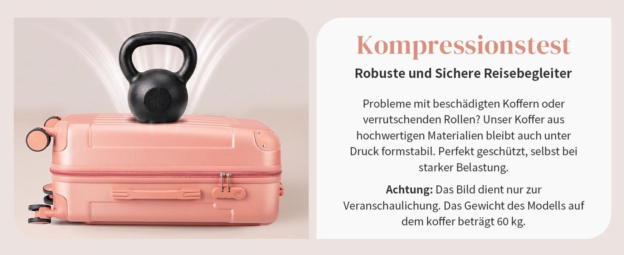 FCH 4tlg. ABS Hartschalen Kofferset 12/20/24/28 Zoll, Trolley mit 4 Rollen und Tragegriff, Eckschutz, Teleskopgriff, Roségold