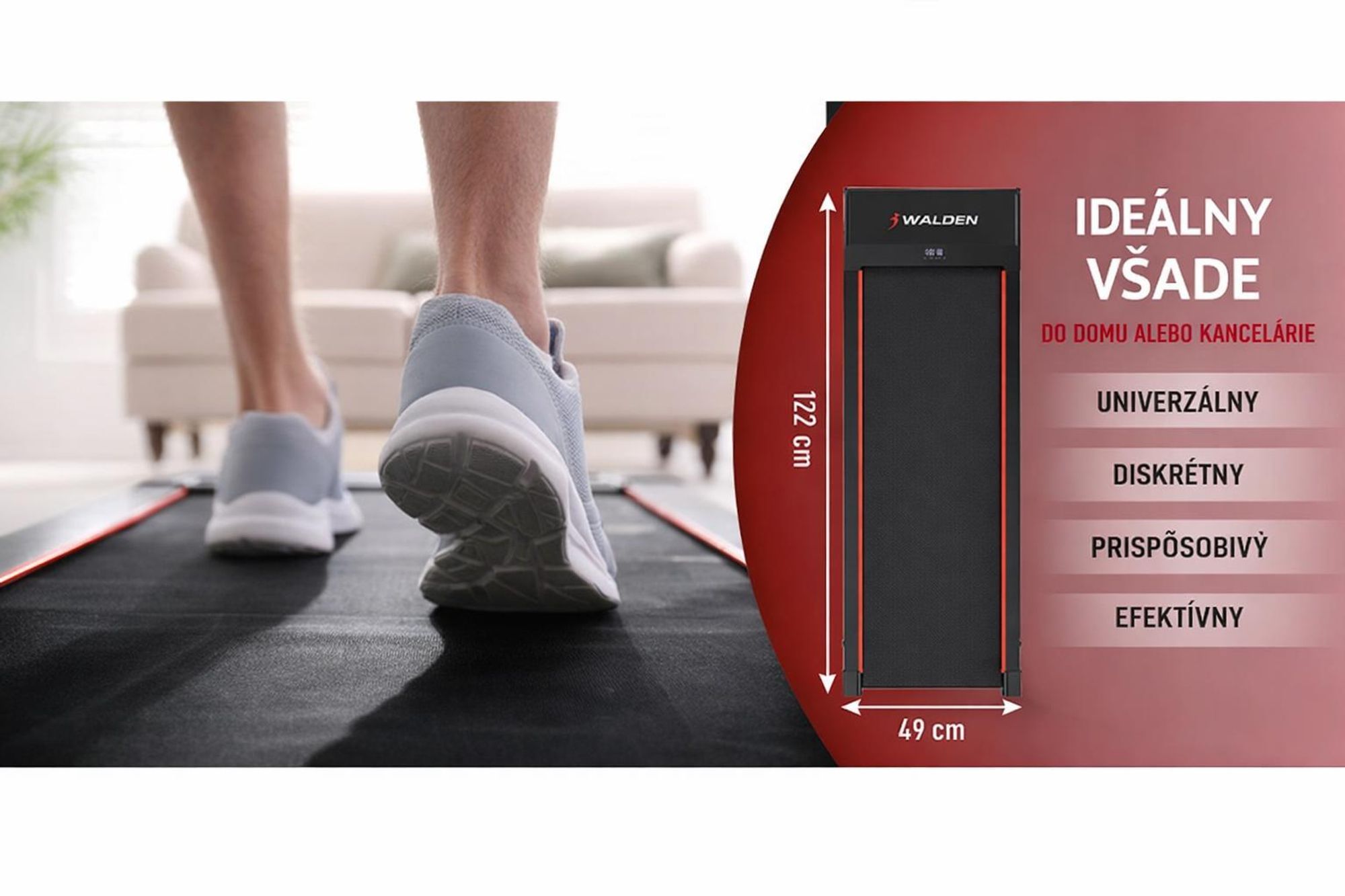 Walden F2200 Chodiaci pás 2-v-1 (1–6 km/h) Kompaktný, Tichý a Pohodlný pre Domácu Kanceláriu, Fitness a Ľahký Tréning