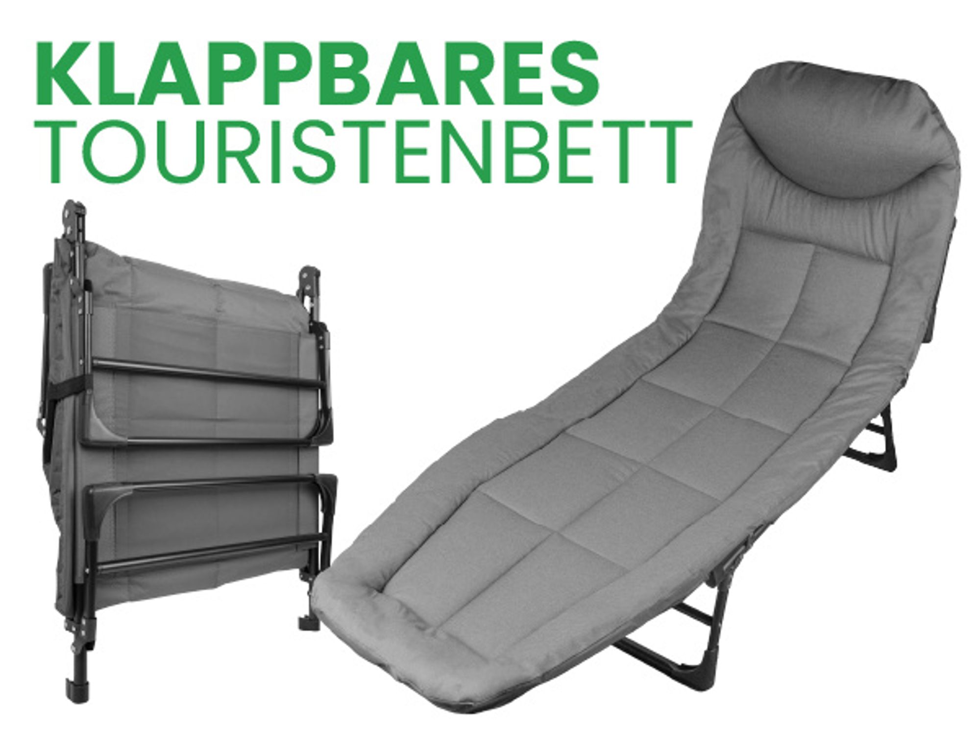 Faltbares Campingliege bis 120kg, klappbar Campingbett
