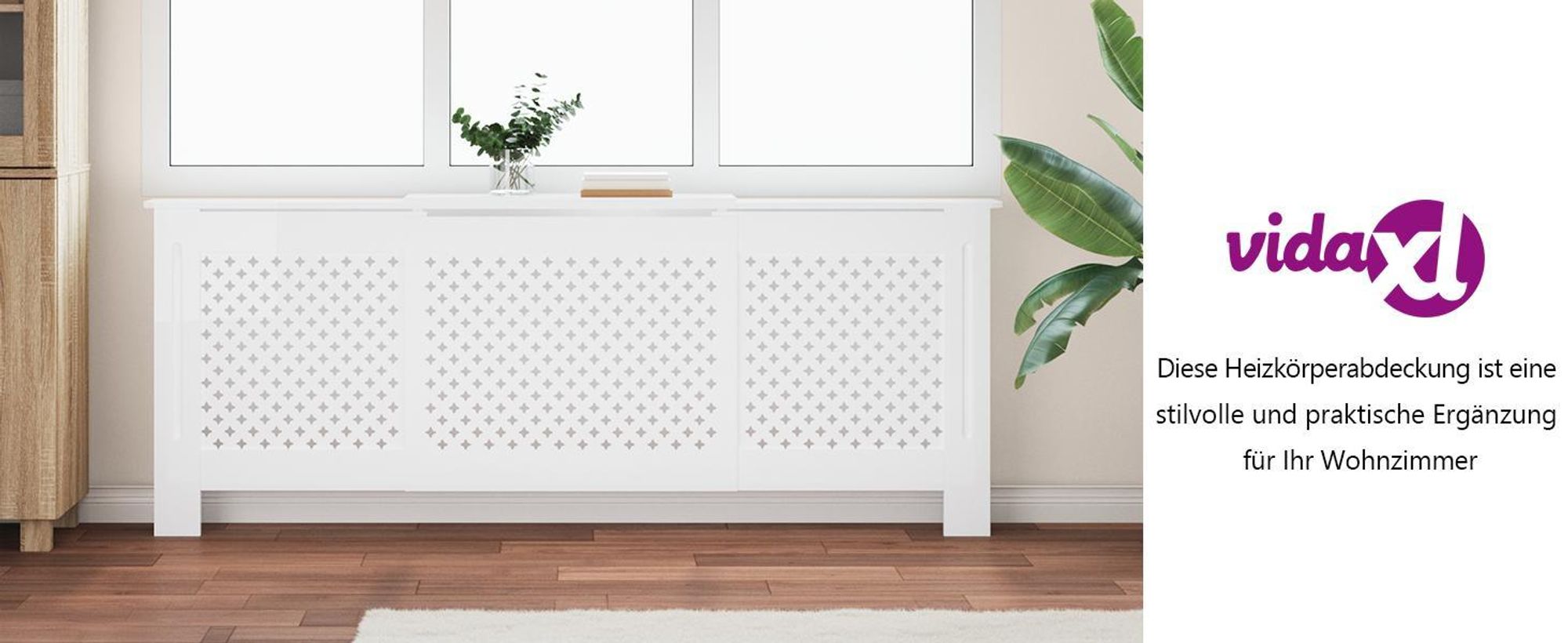 vidaXL MDF Heizkörperverkleidung Weiß 205 cm