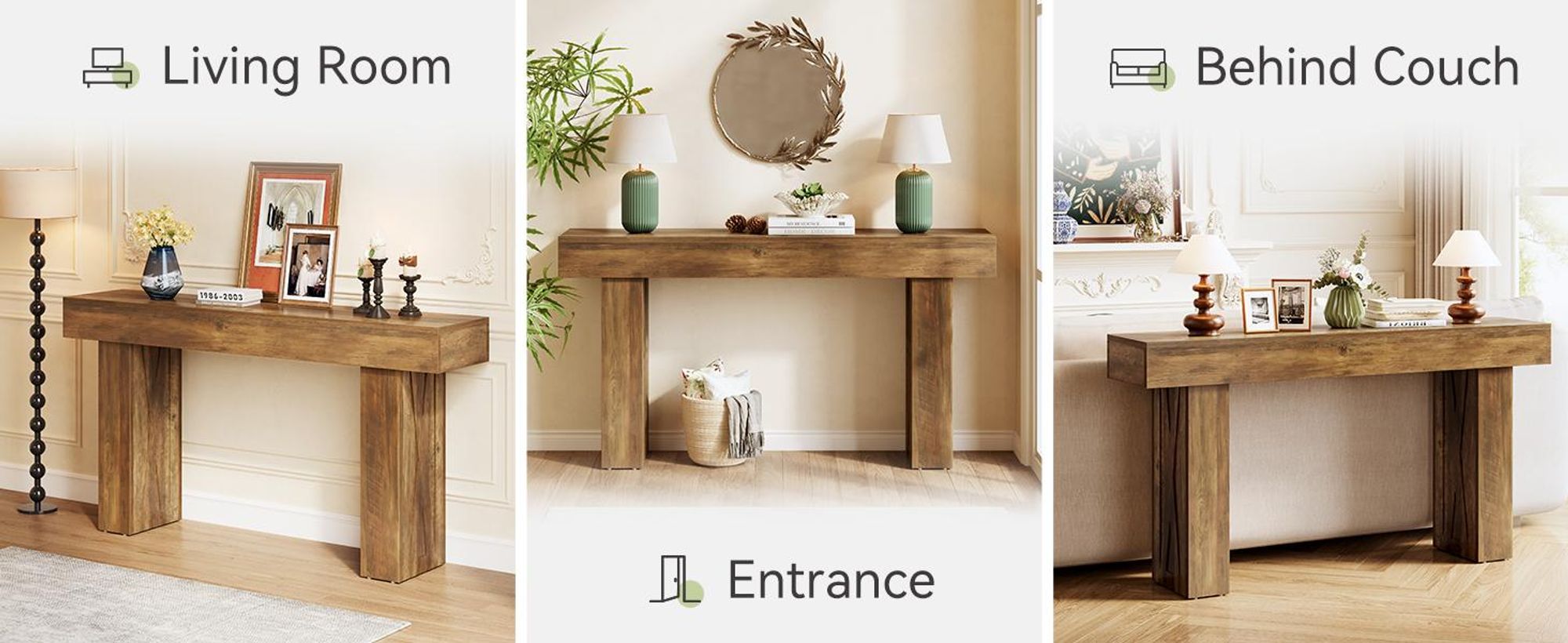 Tribesigns 160cm Schmaler Konsolentisch, Moderner Sofatisch für Flur, Eingangstisch für Wohnzimmer, Schlafzimmer, Home Office, Braun