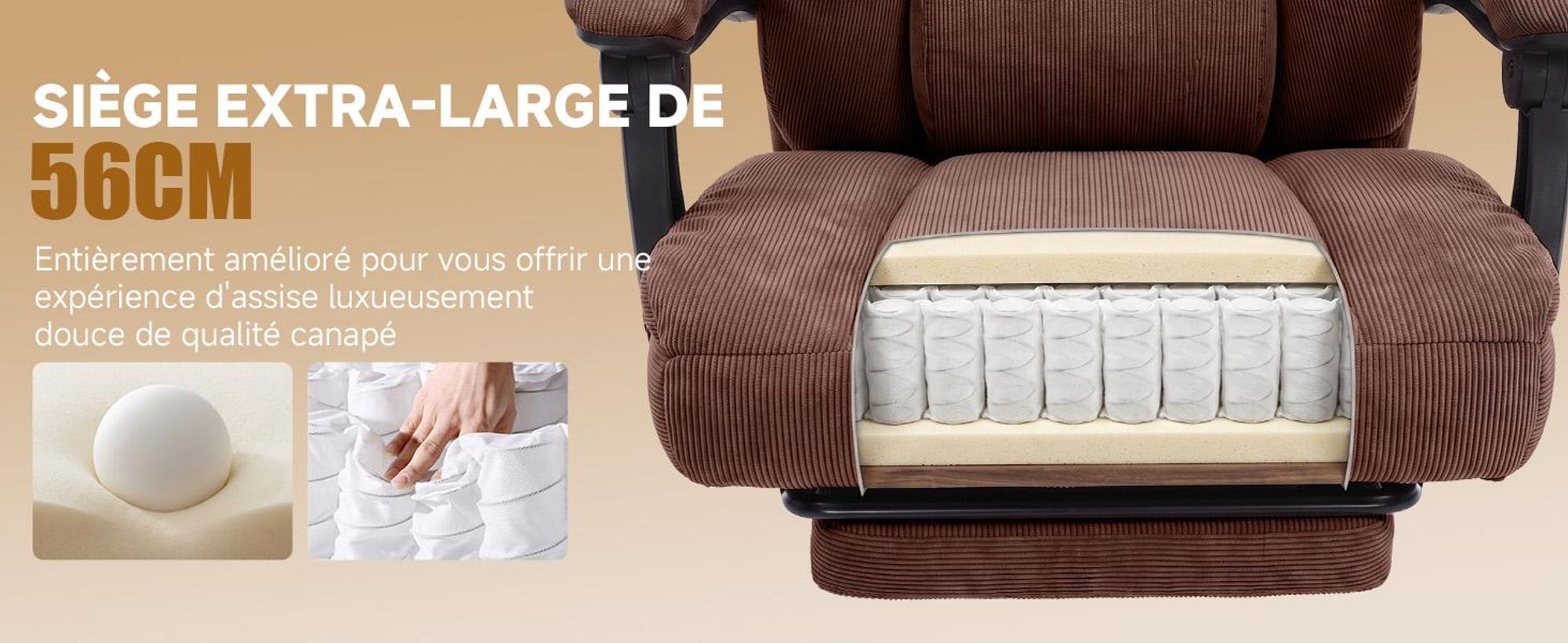 Chaise de gaming GTPLAYER, chaise de bureau ergonomique avec repose-pieds et support lombaire, fauteuil de bureau haut de gamme pour grandes personnes, chaise de bureau large et réglable en hauteur