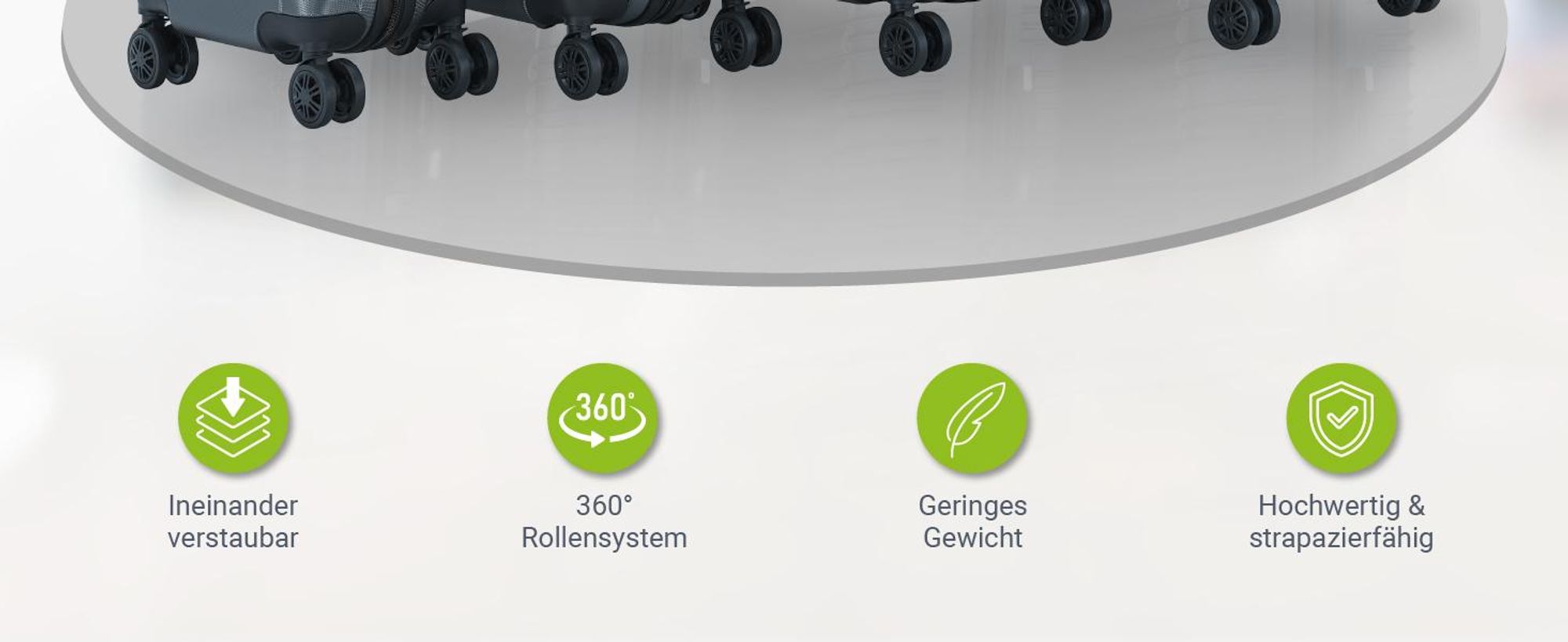 Juskys Hartschale Kofferset Reisekoffer 4 teilig - Zahlenschloss, geräuscharme 360° Rollen groß, Teleskopgriff, leicht - Koffer in Anthrazit
