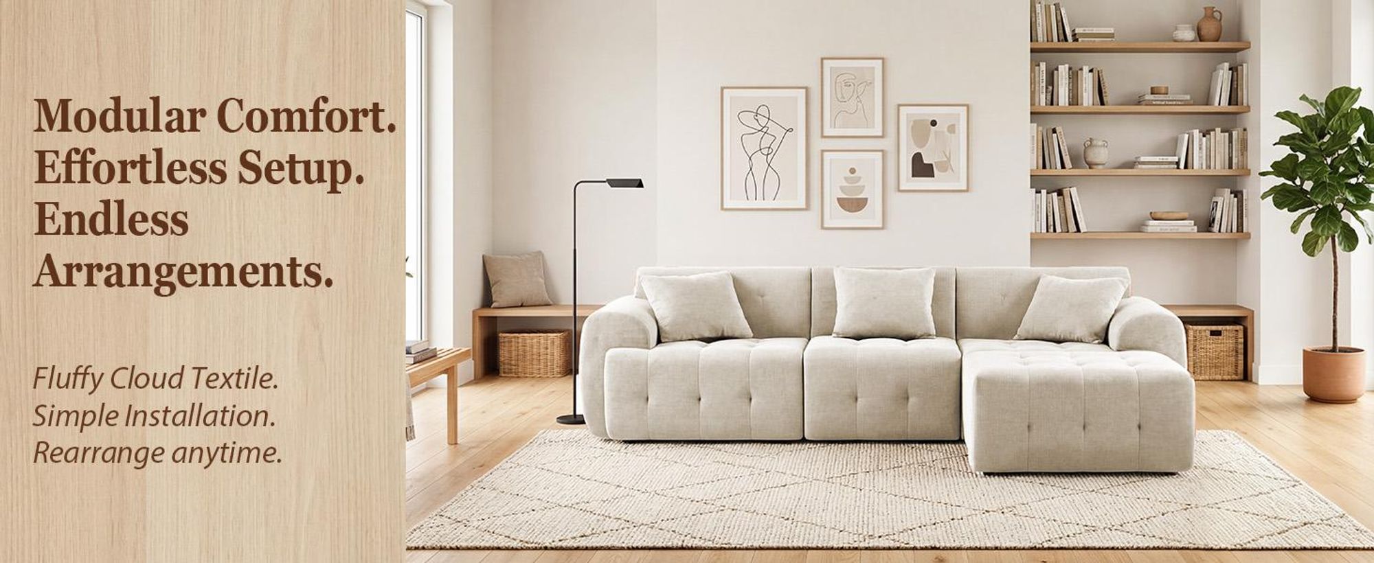 Divano ad angolo COMHOMA, 245 x 60 x 40 cm, divano modulare con funzione letto, divano letto, divano a L per soggiorno, imballato sottovuoto, combinabile in modo flessibile