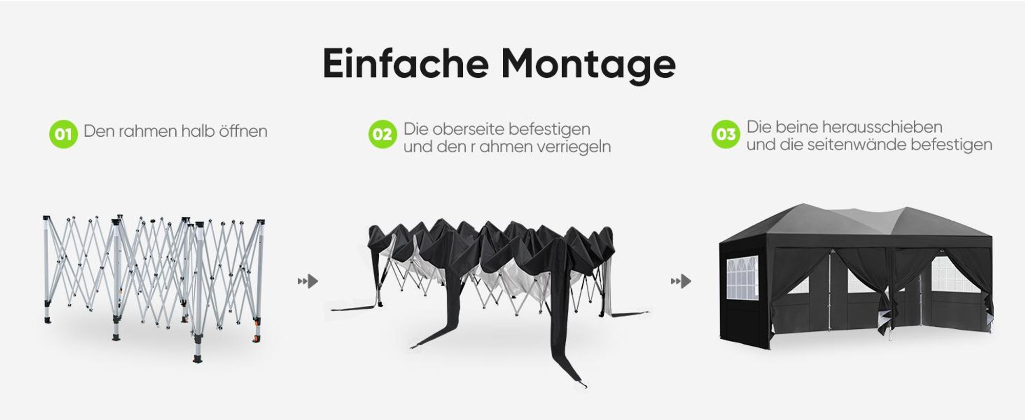 Quictent Faltpavillon 3x6m mit 6 Seitenwänden,Pop up Gartenpavillon mit Rollentasche,Pavillon Partyzelt 3x6 wasserdicht stabil,für Party, Fest,UV 50+