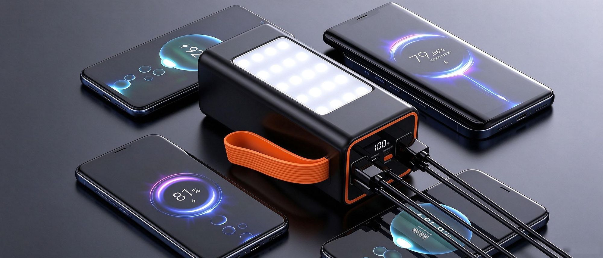 Juksun Powerbanks, Powerbank mit 90000 mAh, USB-C-Anschluss, für Outdoor Reisen und Camping, mit LED und Taschenlampe, 22,5 W Schnellladefunktion