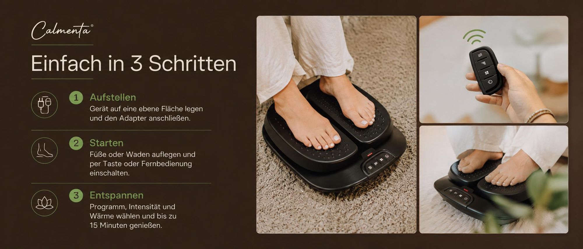 Calmenta VibraLux in 3 Schritten: aufstellen, starten und entspannen