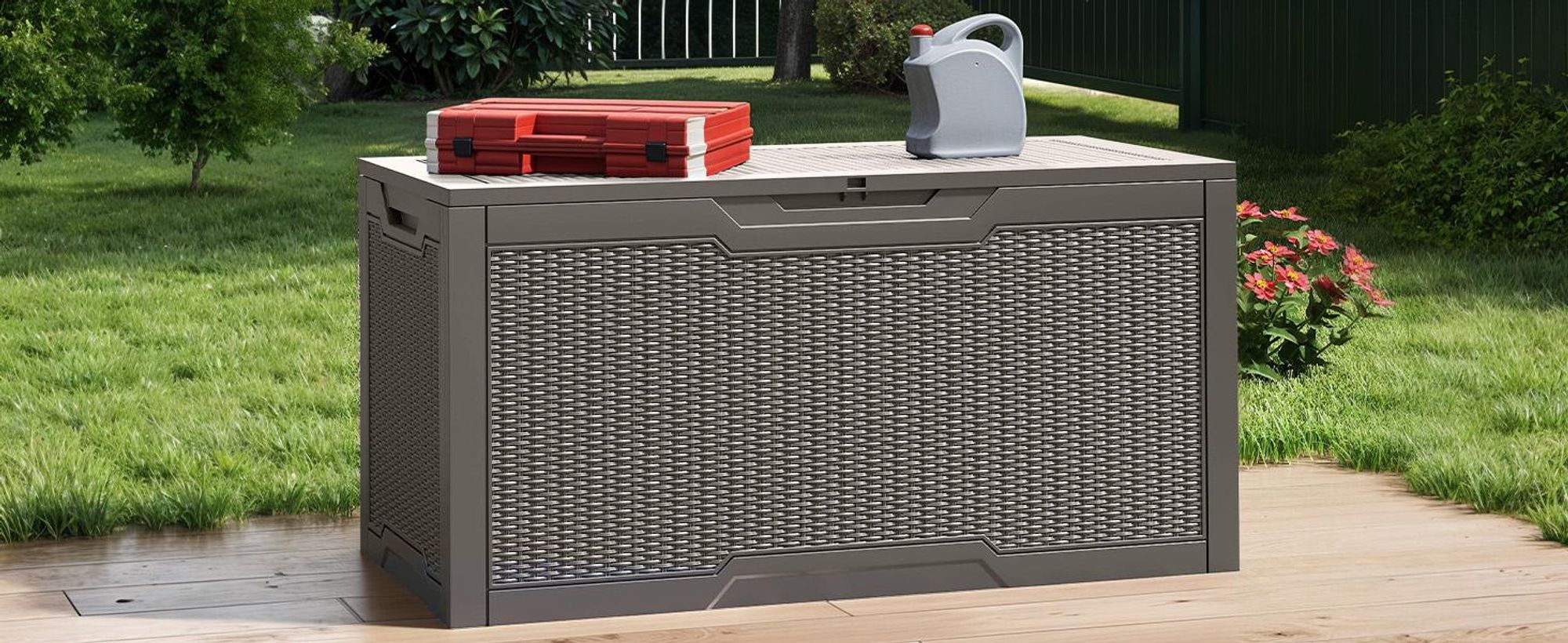 YITAHOME Gartenbox Auflagenbox 380 L Aufbewahrungsbox Kissenbox, Wasserdicht, 115x55x58,5 cm, Für Sitzauflagen Gartengeräte