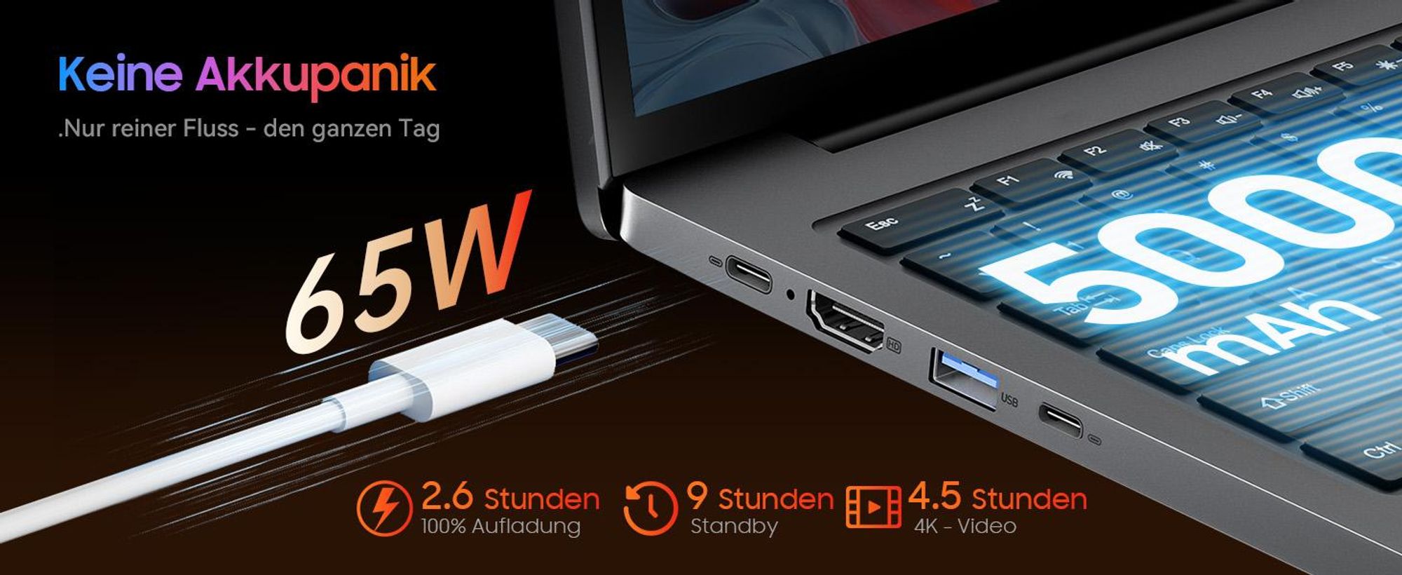 Blackview Gamibook 8 Laptop 16" FHD Gaming Notebook, AMD Ryzen™ 7 7735HS, 8C/16T, bis zu 4.75GHz, 16GB RAM 512GB SSD, Windows 11 Pro, WiFi 6