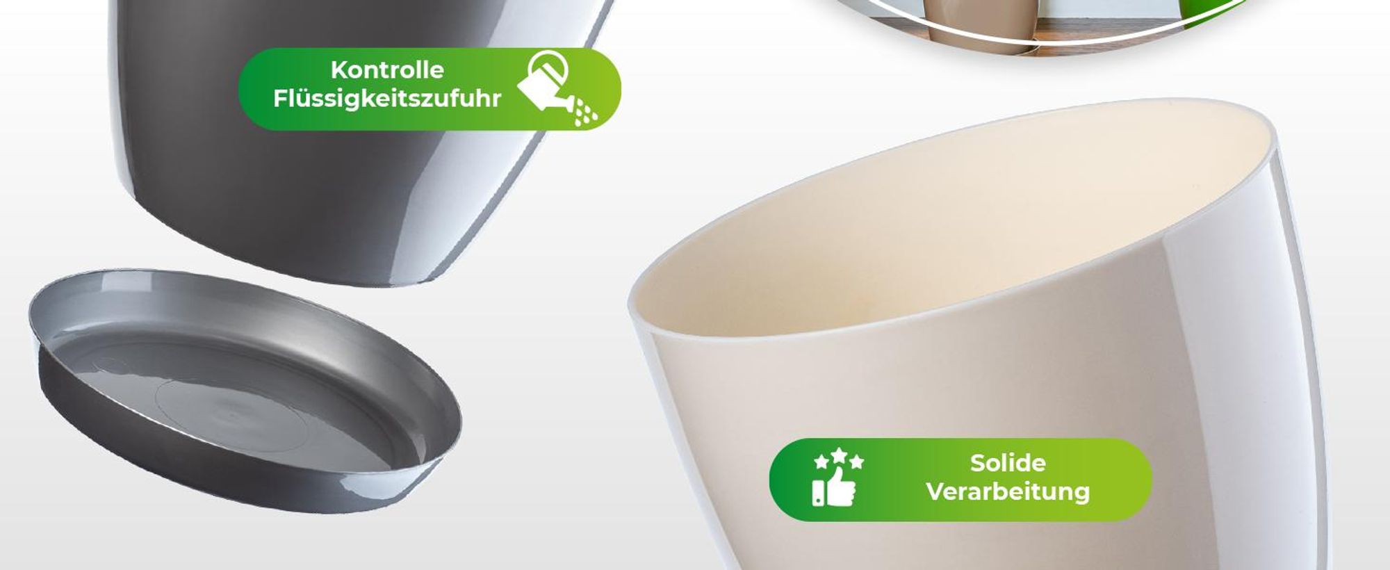 KADAX Blumentopf "Turi", Pflanzkübel mit Untersetzer, 20cm, Weiß