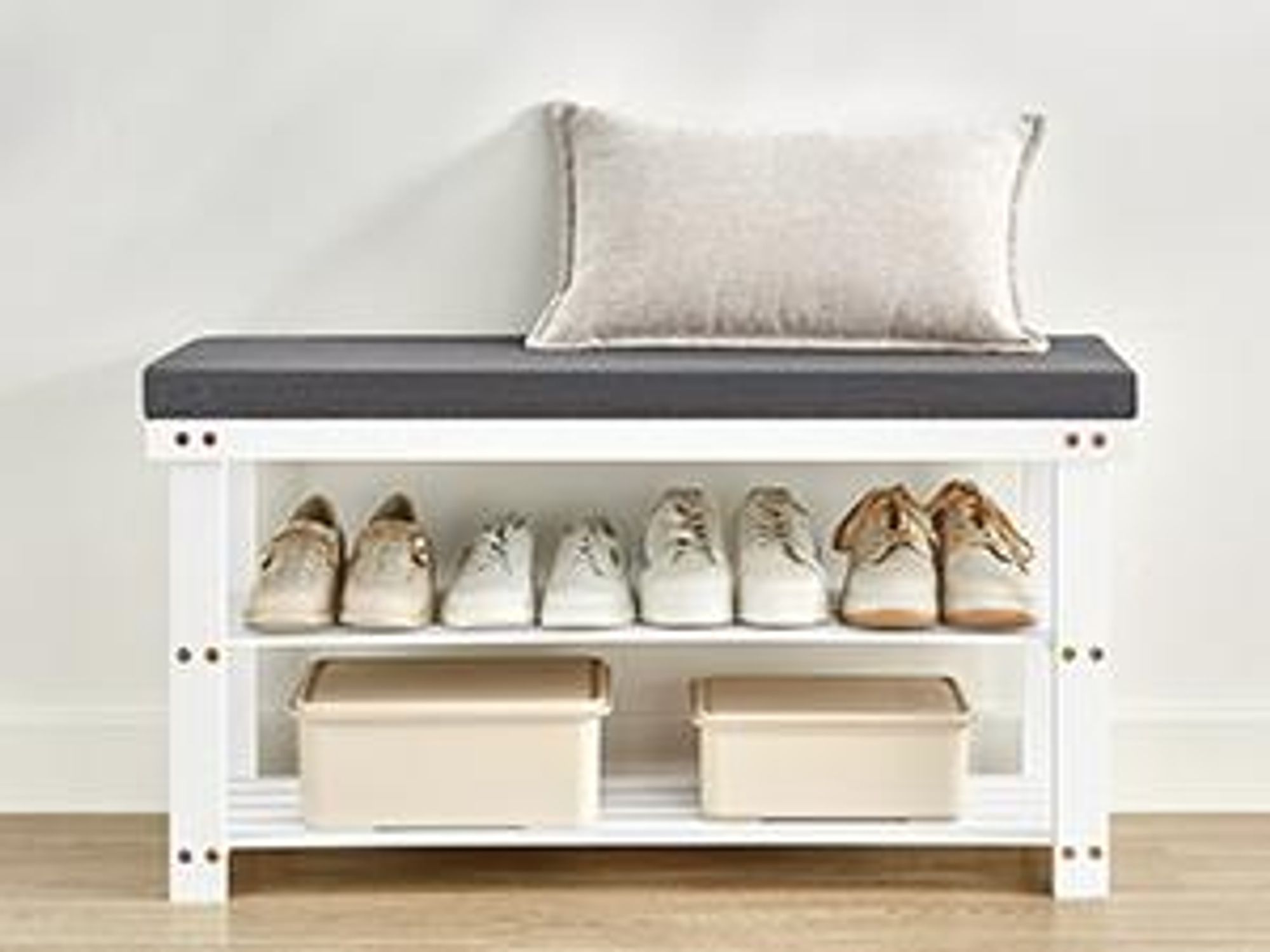 SONGMICS Schuhbank aus Bambus, Schuhregal, 29 x 90 x 49 cm