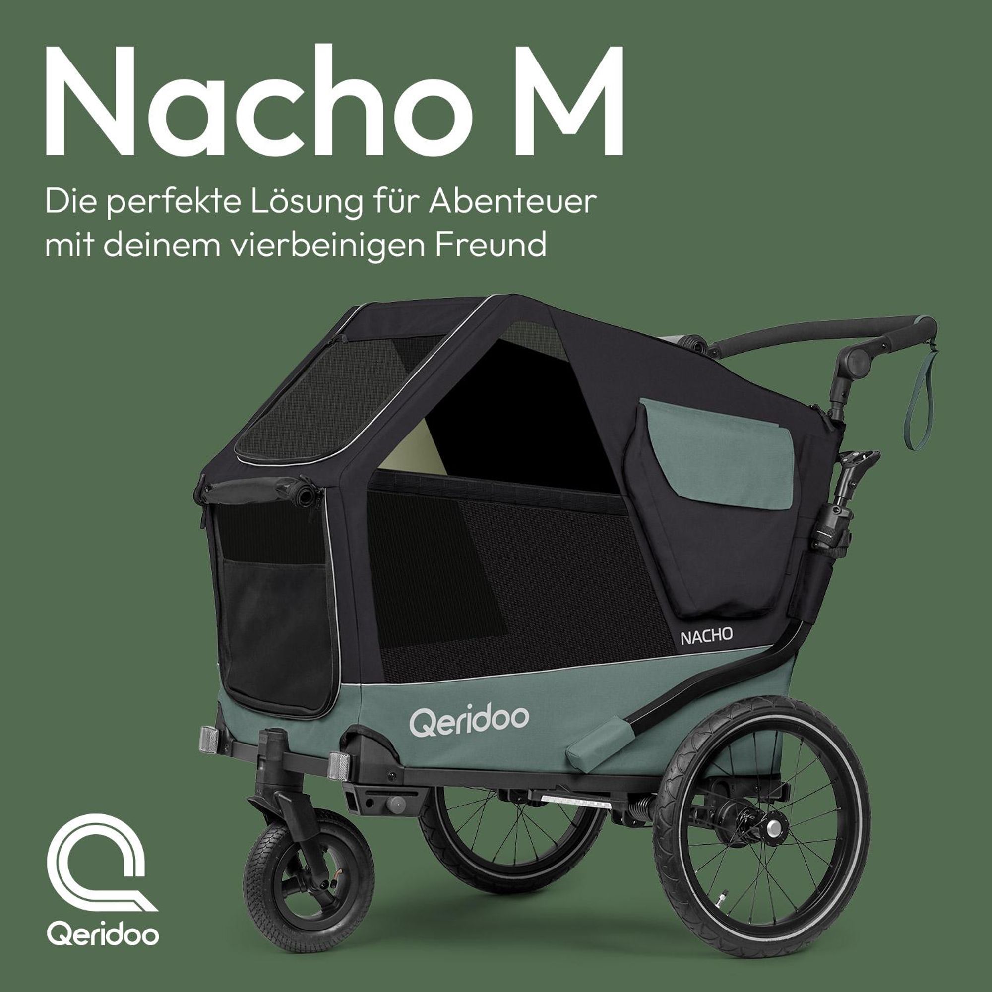 Qeridoo Nacho Hundeanhänger Größe M | Farbe: Green