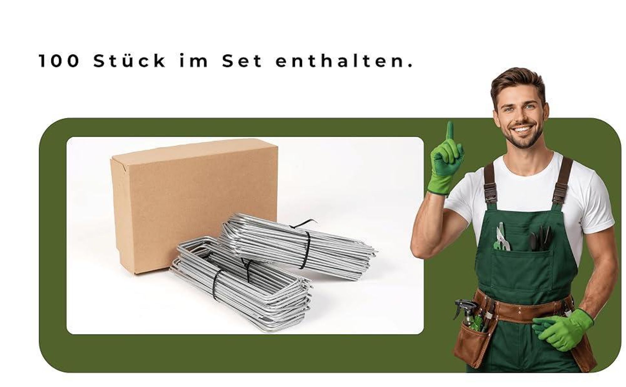 100er Set Bodenanker Verzinkt - Länge 150 mm, Breite 70 mm, Ø 3 mm