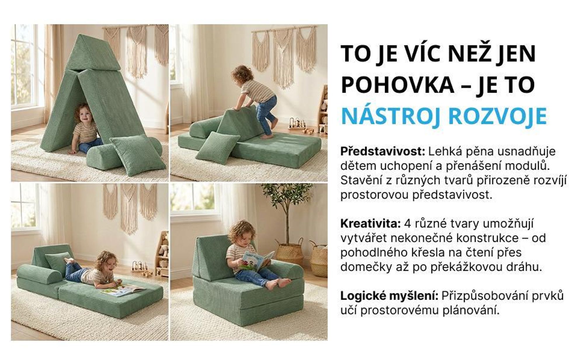 pohovka gauč křeslo dětská hraní kostky pěnové manšestr rozkládací