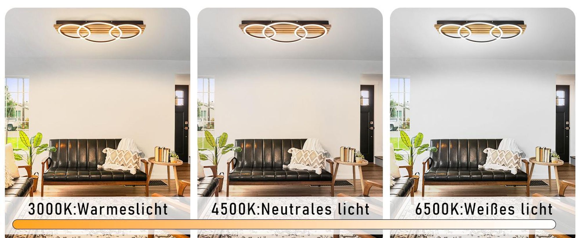 ZMH LED stropné svietidlo s možnosťou stmievania, drevené stropné svietidlo s diaľkovým ovládaním, 70 cm, 46 W, obývačkové svietidlo, stropné svietidlo s 3 krúžkami, čierne stropné svietidlo do spálne