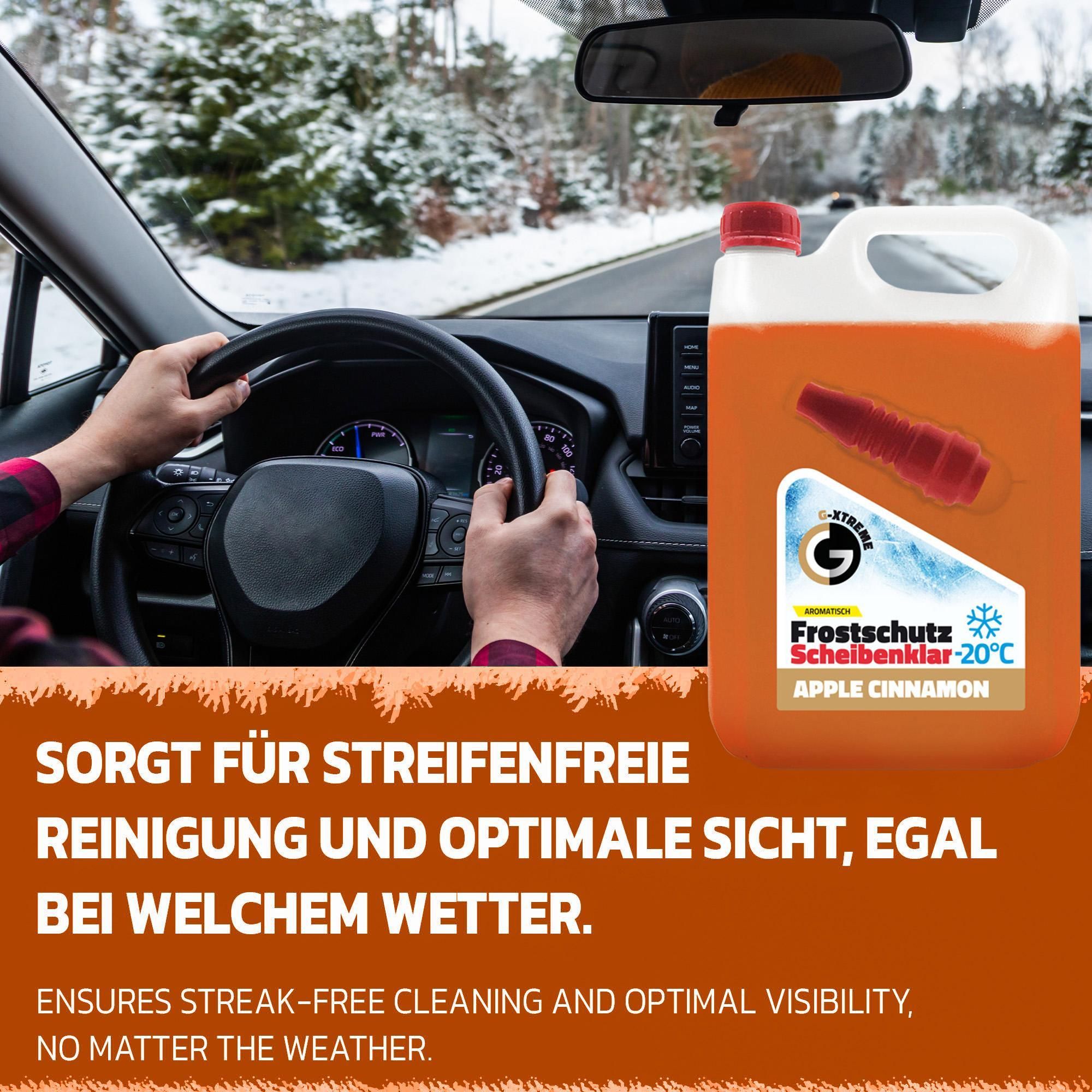 Scheibenfrostschutz mit Apple&Cinnamon Duft | Schlierenfreier und effektiver Scheibenreiniger für den Winter | Gebrauchsfertige frostschutzmittel scheibenwaschanlage | 5L