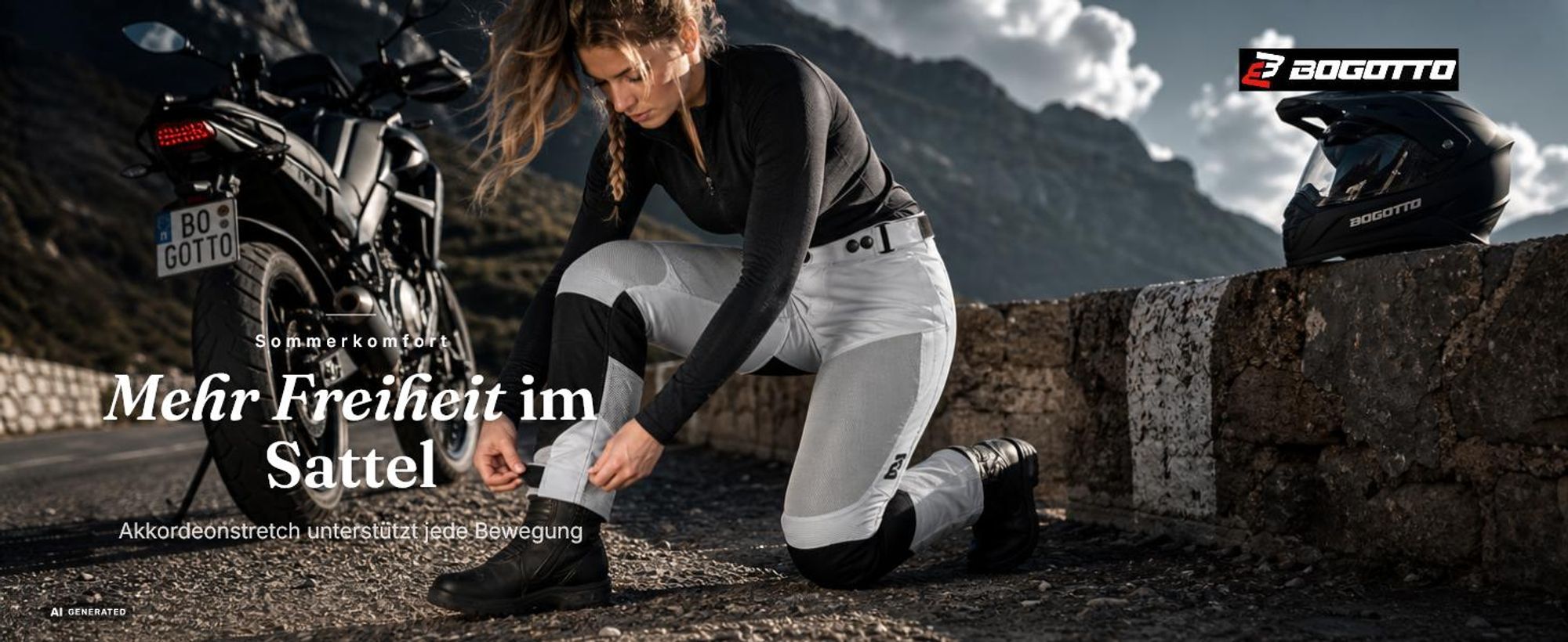 Bogotto Alastor Damen Motorrad Textilhose, grau, M