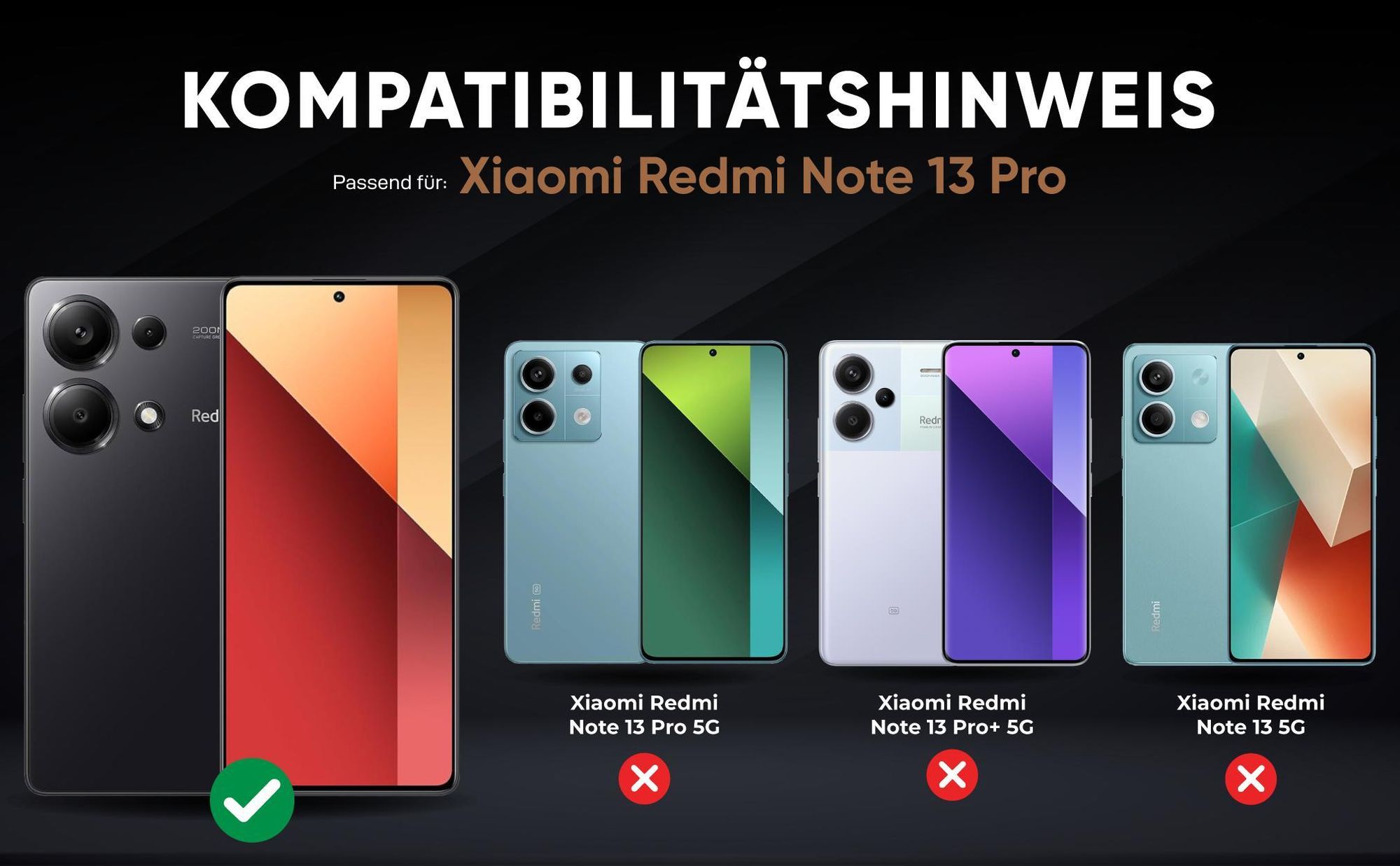 Kompatibilitätshinweise Hülle für Xiaomi Redmi Note 13 Pro