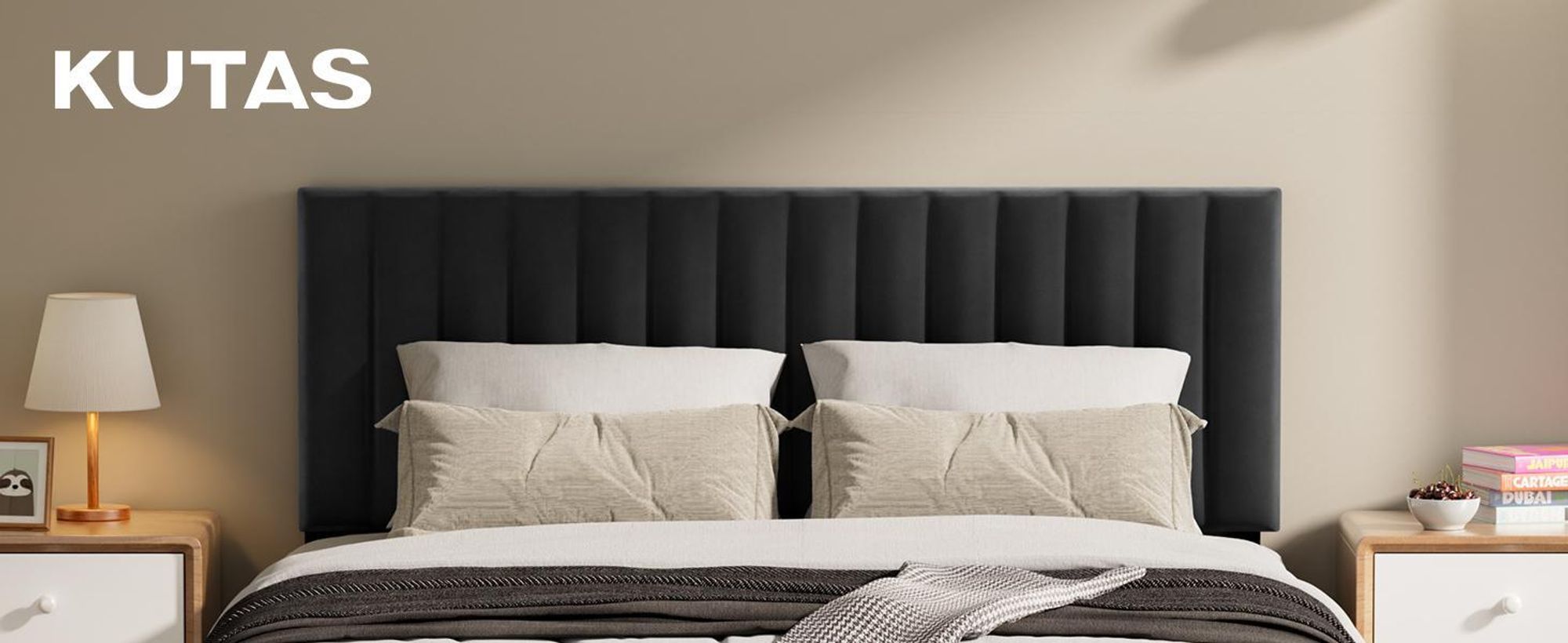 KUTAS Klassische Betten 140x190, Polsterbett Schwarz mit verstellbarem Kopfteil, Stauraum, Holzlatten, leises Bettgestell für Schlafzimmer