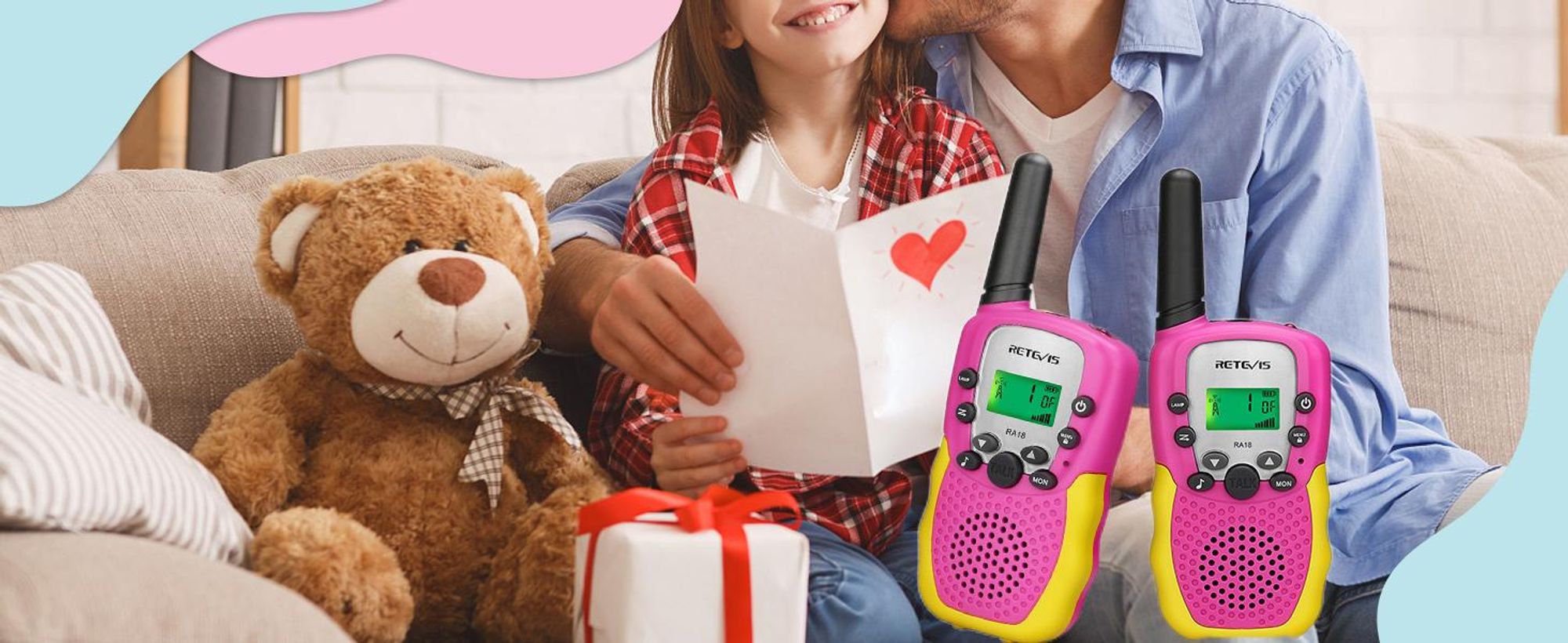 Retevis RA618 Walkie Talkie Kinderspielzeug, für 6-12 Jahre Mädchen Jungen, VOX Taschenlampe 10 Ruftöne, Ostergeschenke Wandern Radfahren Abenteuer