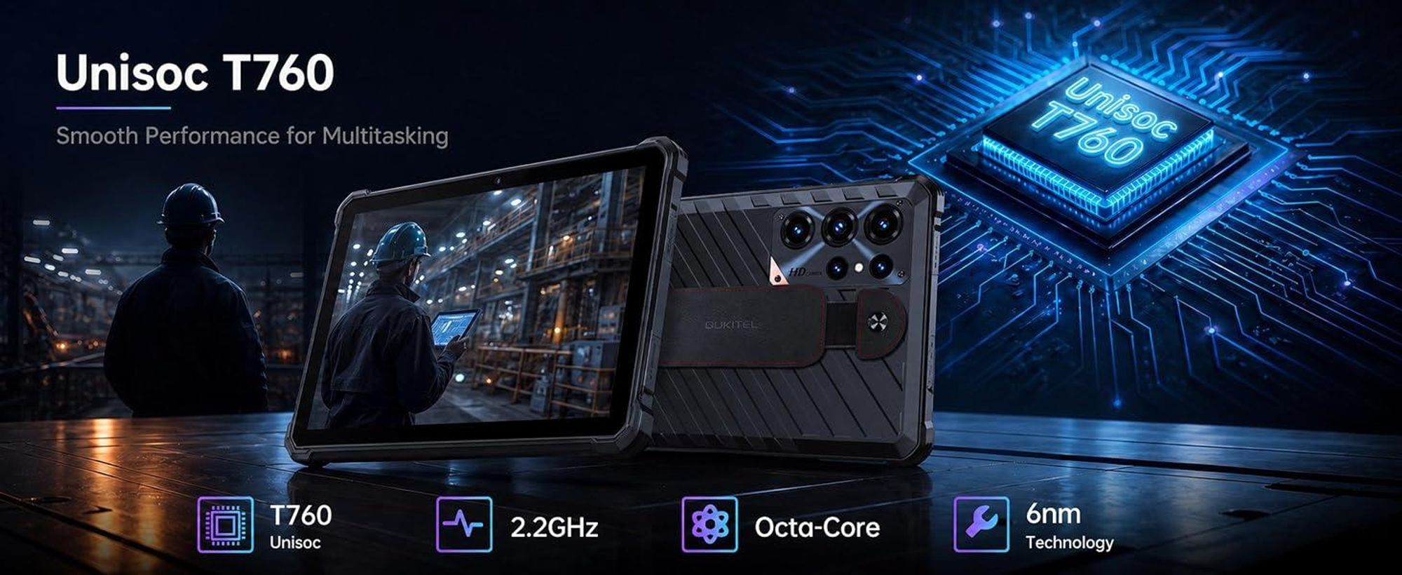 OUKITEL RT11 5G Outdoor Tablet, Wasserdicht Tablet, Android 16, 8" 2K HD Rugged Tablets 24GB+128GB/1TB, 10000mAh/18W,16MP/IP68/IP69K/NFC/OTG/Face ID