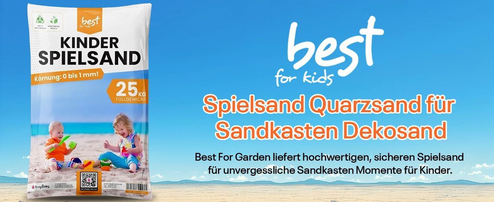 4myBaby GmbH - Spielsand 50kg | Quarz Sand für Sandkasten | Kinder Spielsand | Dekosand | Spiel sand für Sand kasten | Sandkasten Sand | Gewaschener