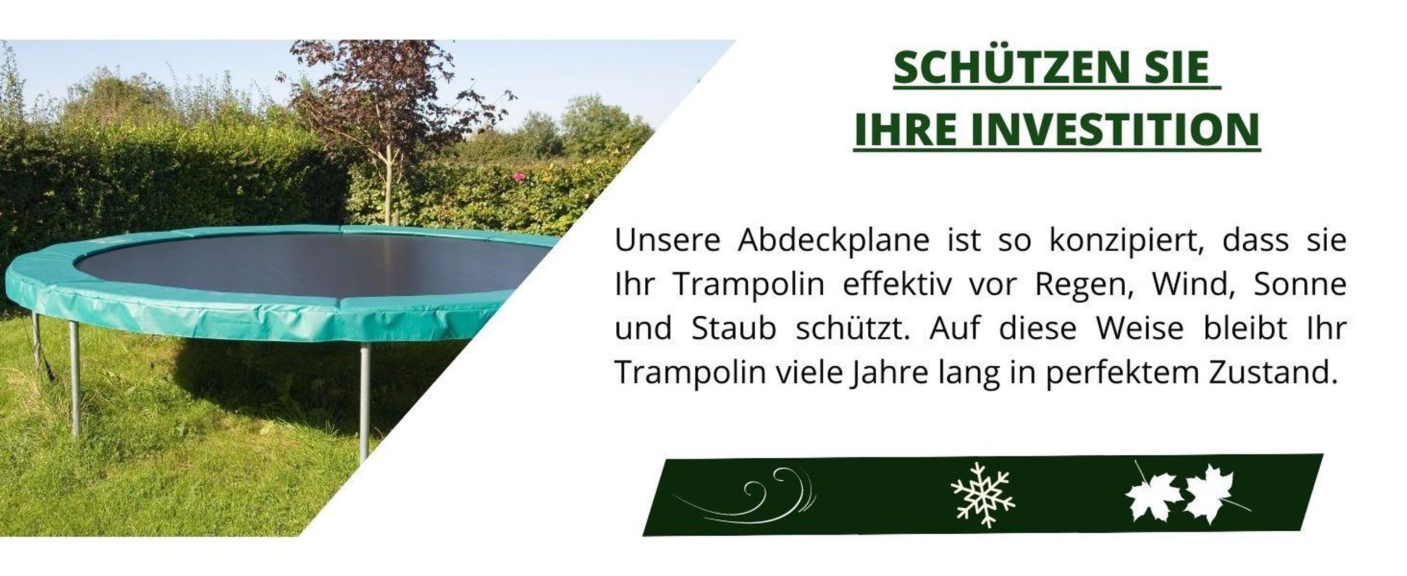 Trampolin Abdeckung | Regenabdeckung wetterfest, reißfest & UV-beständig | Outdoor Wetterschutzplane Ø 244/305/366/427 cm Trampolinschutz Abdeckplane