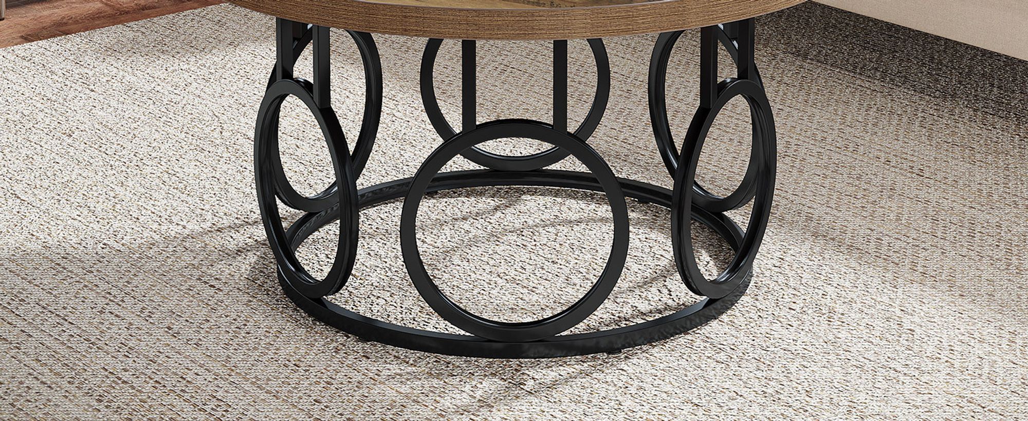 Tribesigns runder Couchtisch, 80 cm industrieller runder Wohnzimmertisch, moderner Akzenttisch aus Holz für Home Office, Apartment, Holzmaserung