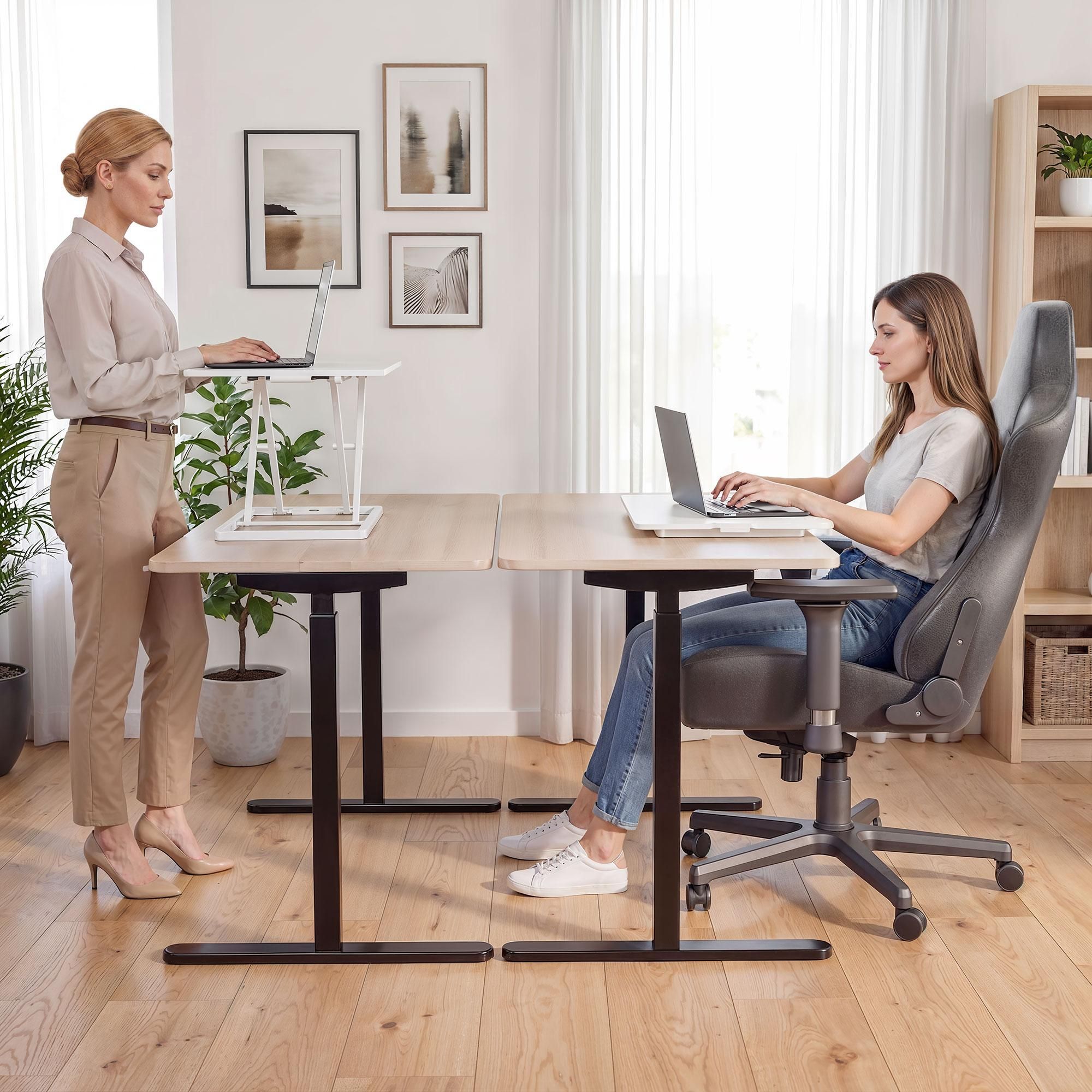 di volio Schreibtischaufsatz DV-192ODC – höhenverstellbarer Standing Desk Converter mit mechanischer Feder, kompakter Tischaufsatz für ergonomisches Arbeiten (Weiß)