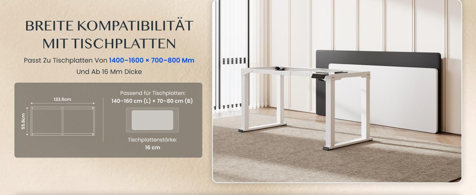 FLEXISPOT Höhenverstellbarer Schreibtisch Gestell elektrisch mit 4 Beinen, Dualmotor, 150KG Tragkraft, 4 Speicherplätzen für Büro und Zuhause, Weiß
