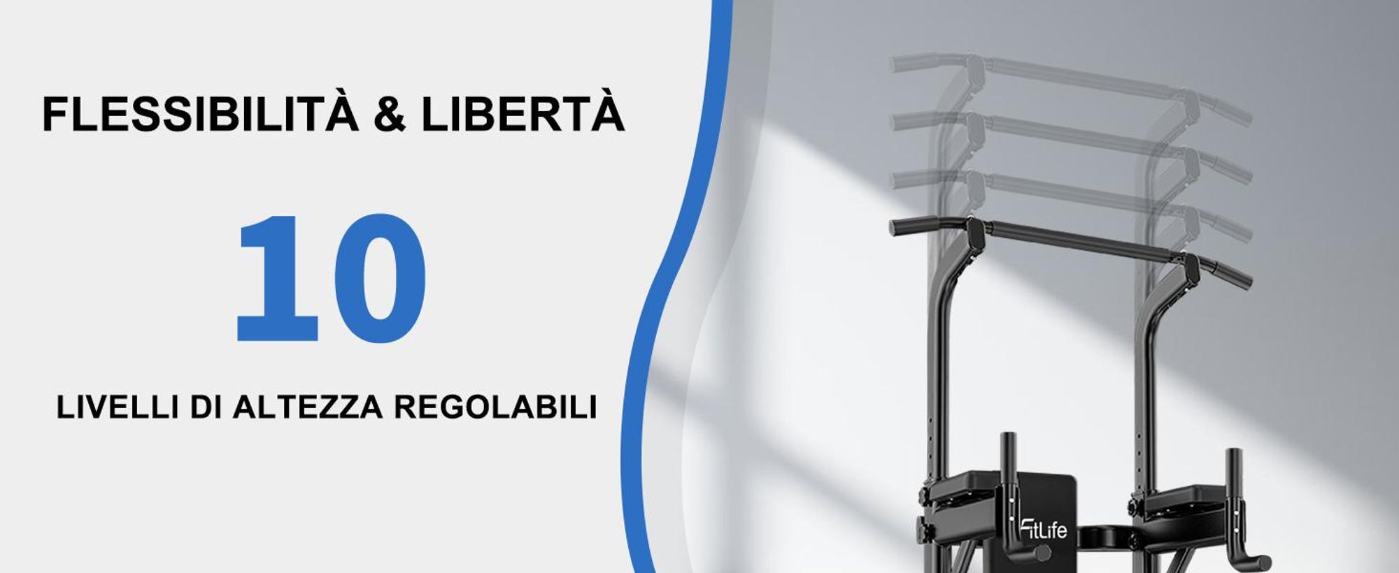 DH FitLife Power Tower Dip Station - Attrezzatura per allenamento a casa, con barra per trazioni e supporto regolabile