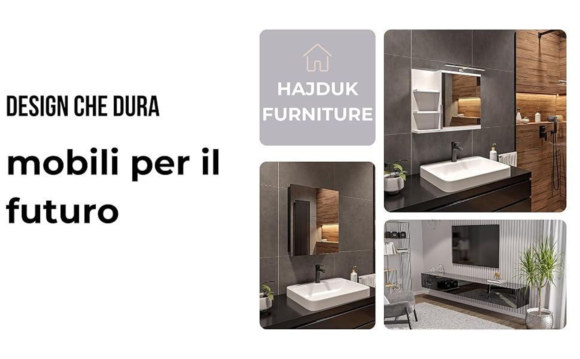HAJDUK FURNITURE Mobile TV Sospeso Bianco Lucido 180 cm (2x90) Supporto TV Parete Attrezzata Moderna Credenza Soggiorno Camera Ingresso
