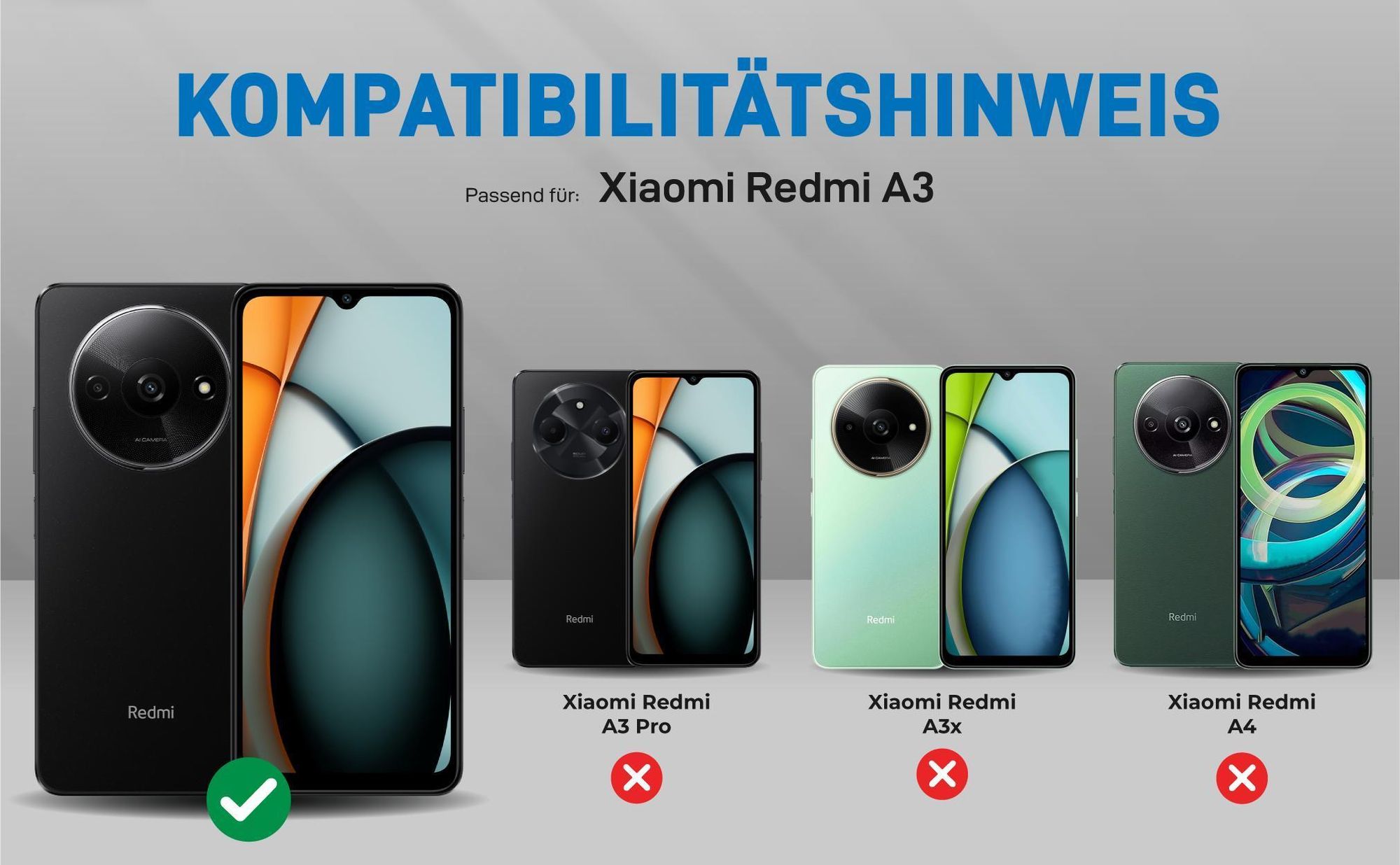 Kompatibilitätshinweise Hülle für Xiaomi Redmi A3
