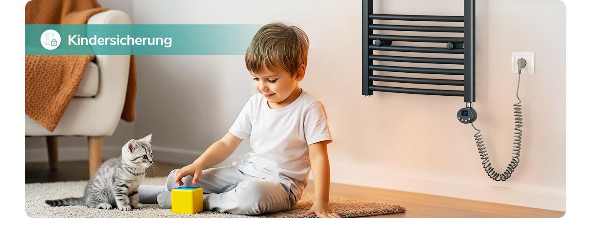 EMKE Badheizkörper Elektrisch gebogen Handtuchheizkörper 600W Wifi Steurung Intelligent Thermostat 120X60cm Anthrazit Handtuchwärmer