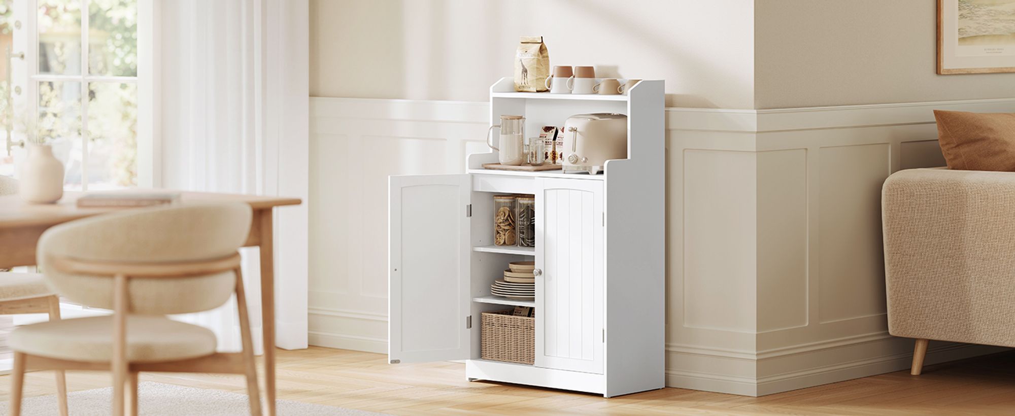 VASAGLE Badezimmerschrank, Badschrank mit 2 Türen, 2 verstellbare Eingeböden, 30 x 60 x 100 cm, Schrank für Esszimmer, Küche, Wohnzimmer