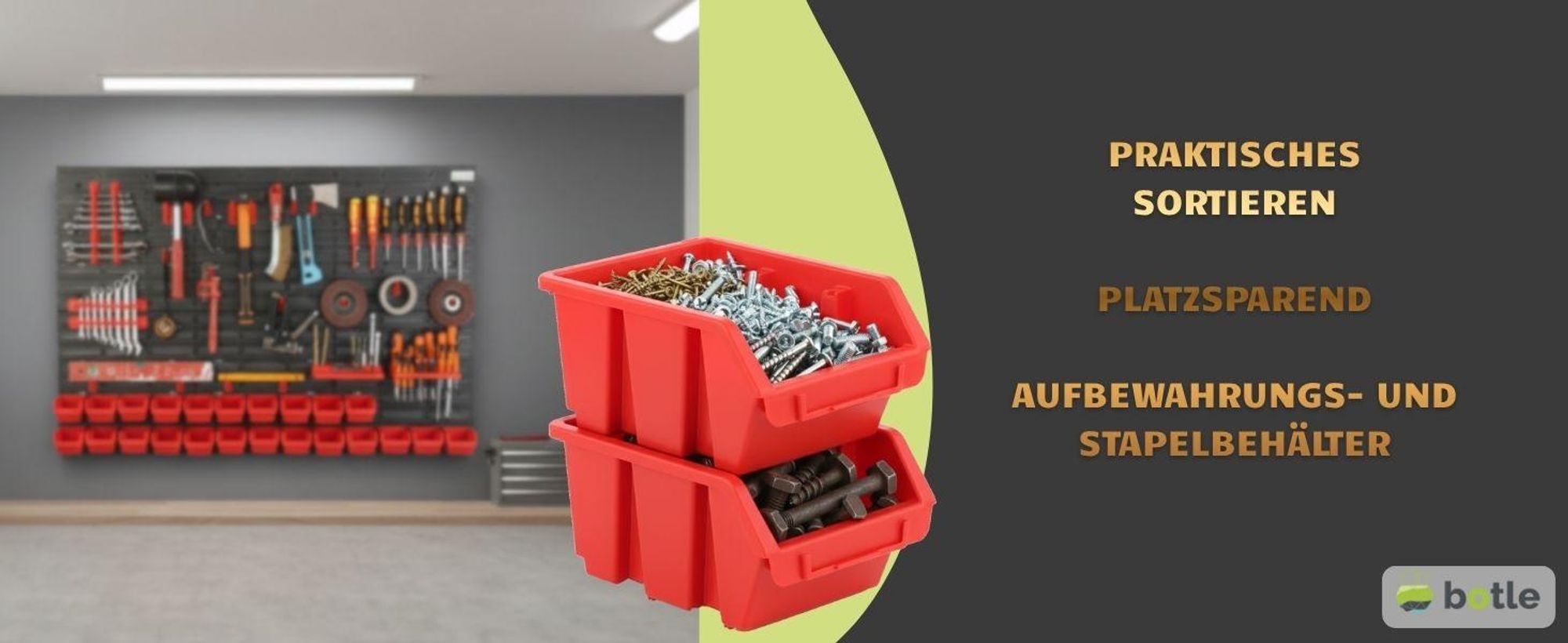 Werkzeugwand Wandregal mit 116x78cm Abmessungen Behälter 23 tlg.  Set im Schwarz/Rot Werkzeughalter Werkstattregal aus Kunststoff Lagersystem Schüttenregal Extra Starke Regal Erweiterbar Lagerregal