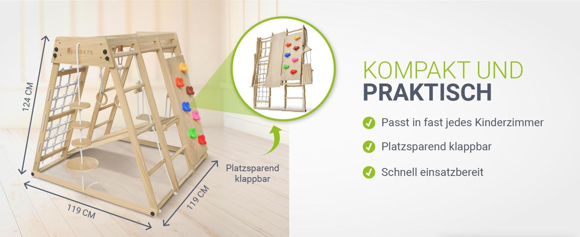 Juskys Maxi Klettergerüst für Kinder - Rutsche, Kletterwand & Schaukel - Natur
