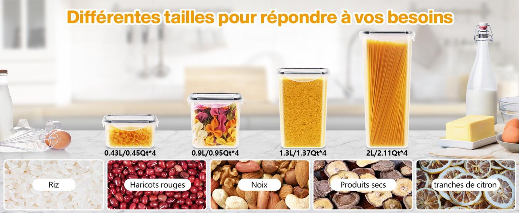 Lot YASHE de 16 boîtes de conservation hermétiques, 18,52 L