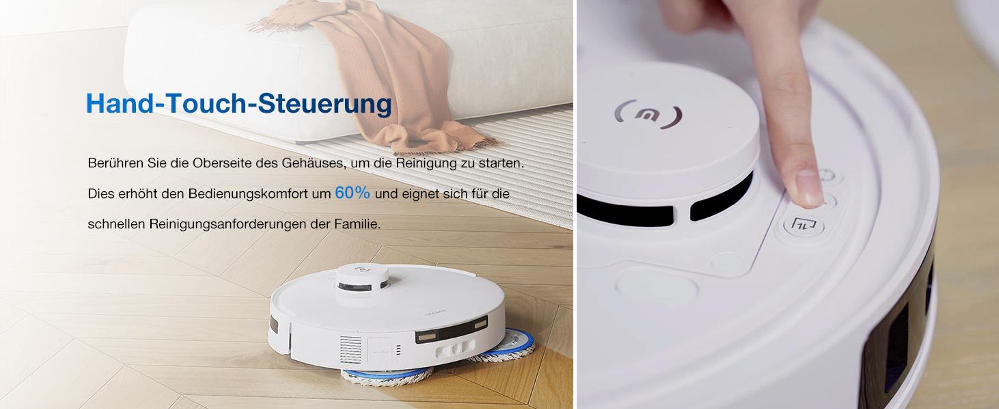 ECOVACS Saugroboter DEEBOT T30C PRO Omni Gen 2, Staubsauger Roboter mit Wischfunktion, 70°C Heißwasser-Moppwäsche, 15400Pa Wischroboter Weiß
