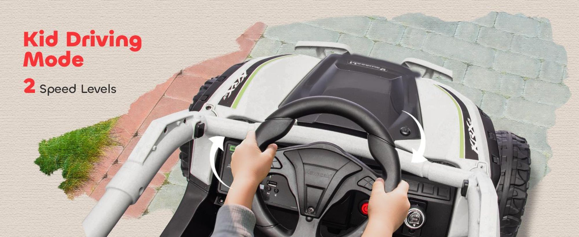 AIYAPLAY – elektryczny samochód dla dzieci 12 V, dziecięcy pojazd UTV z 2 silnikami, pilotem i diodami LED