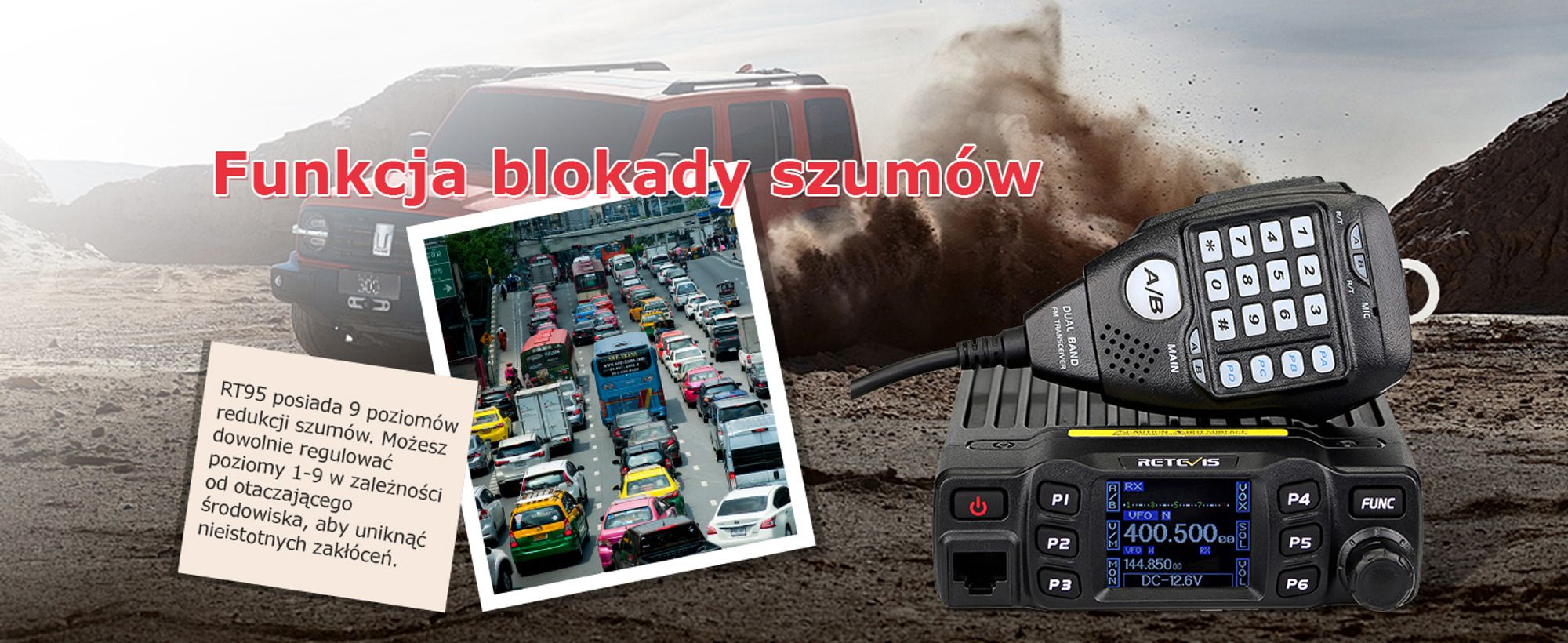 Retevis RT95 amatorski radiotelefon z dwuzakresową anteną, mini mobilny radiotelefon z obrotowym podwójnym wyświetlaczem LCD, 200 kanałów, mobilna antena samochodowa SL16/PL259