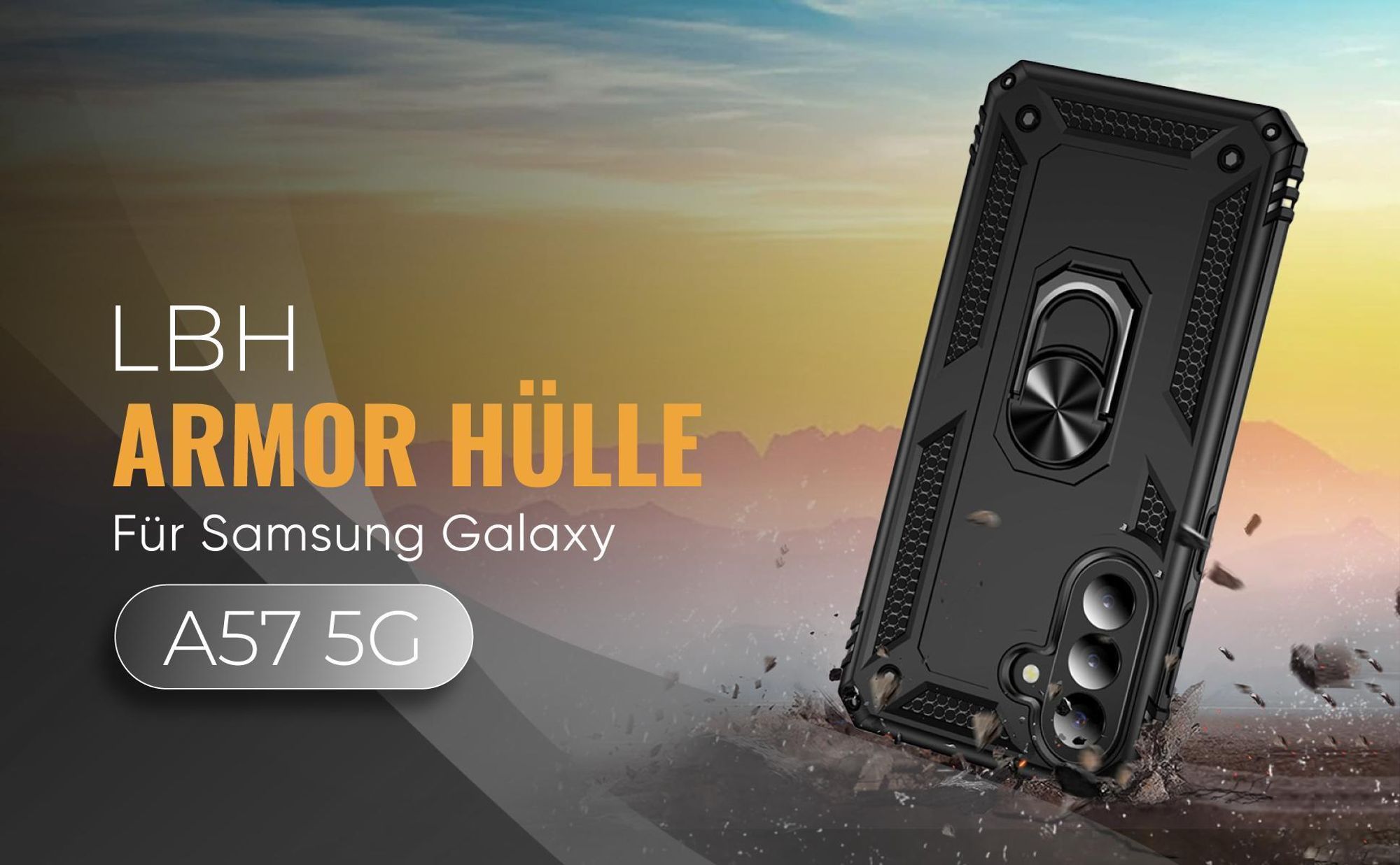 Schwarze Outdoorhülle mit Kameraschutz für Samsung Galaxy A57 5G