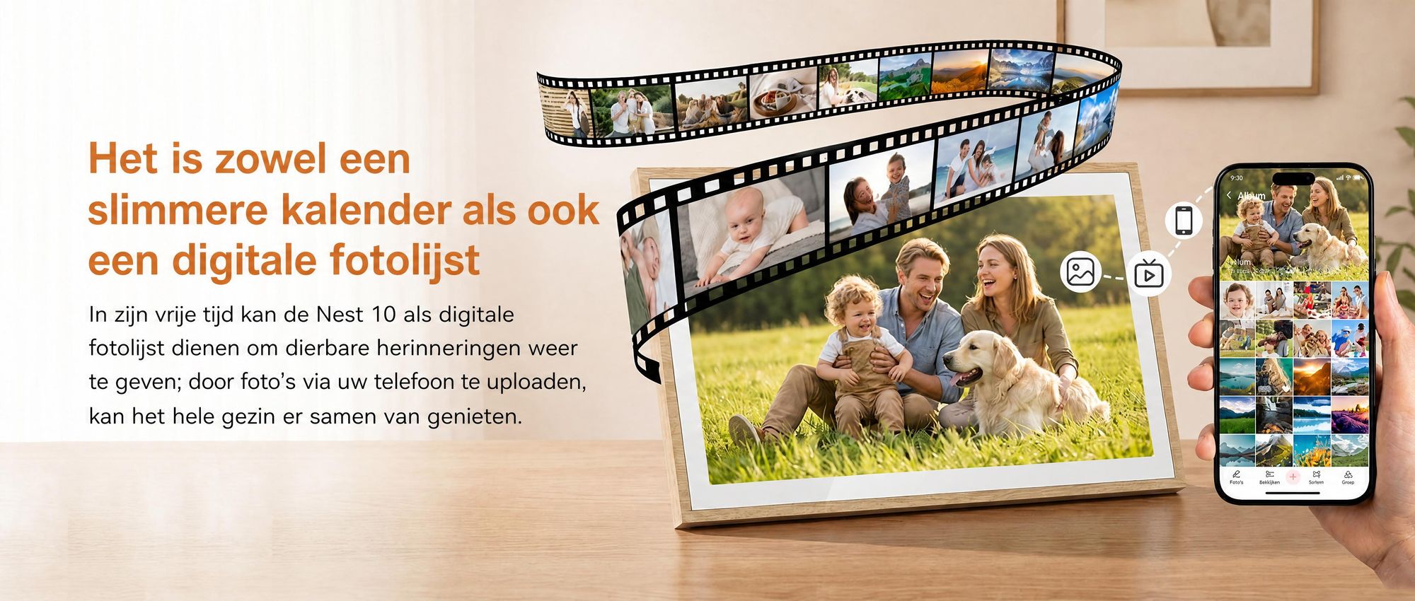 Blackview NEST 10, 10,1-inch digitale kalender en fotolijst met touchscreen, WIFI, 1280x800, 16:10, foto-deling, een uniek cadeau voor koppels