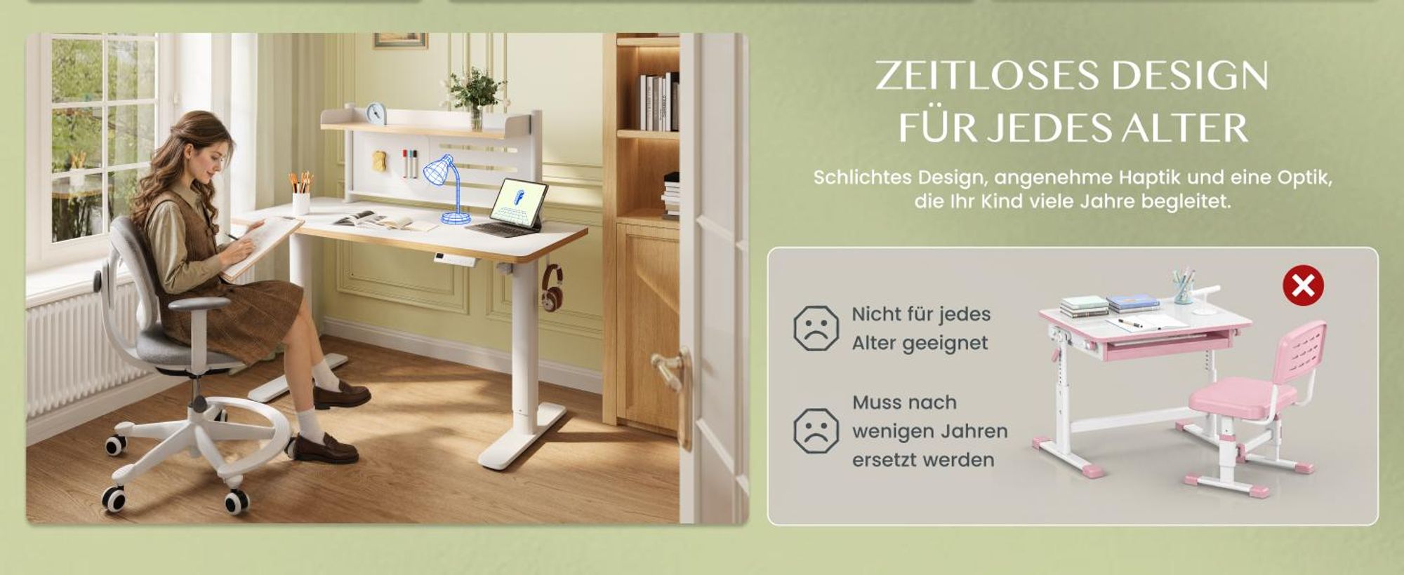 FLEXISPOT Kinderschreibtisch mit Kinderstuhl, elektrisch höhenverstellbar, mit LED-Anzeige, 3 Speicherhöhen, magnetischem Whiteboard, 110×52 cm
