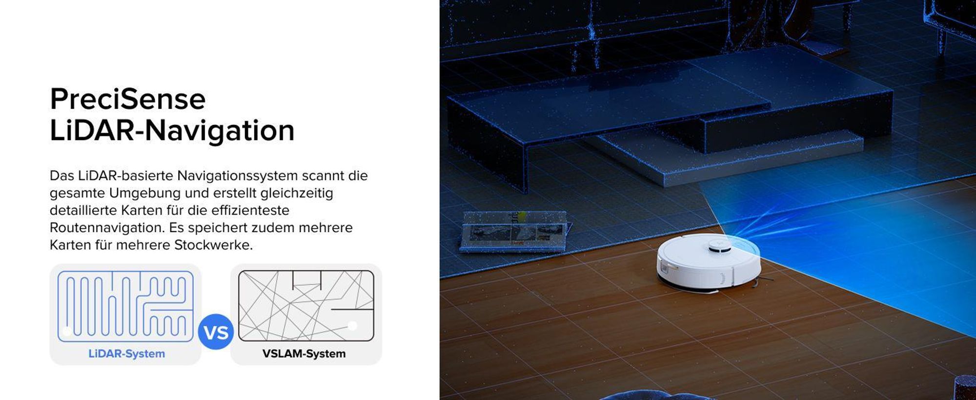 Roborock Q7 BF+ Staubsauger Roboter 8000 Pa(Upgrade von Q7 max+/Q5 Pro+/Q5 Max), Dual Anti-Tangle-System, PreciSense® LiDAR-Navigation, Weiß