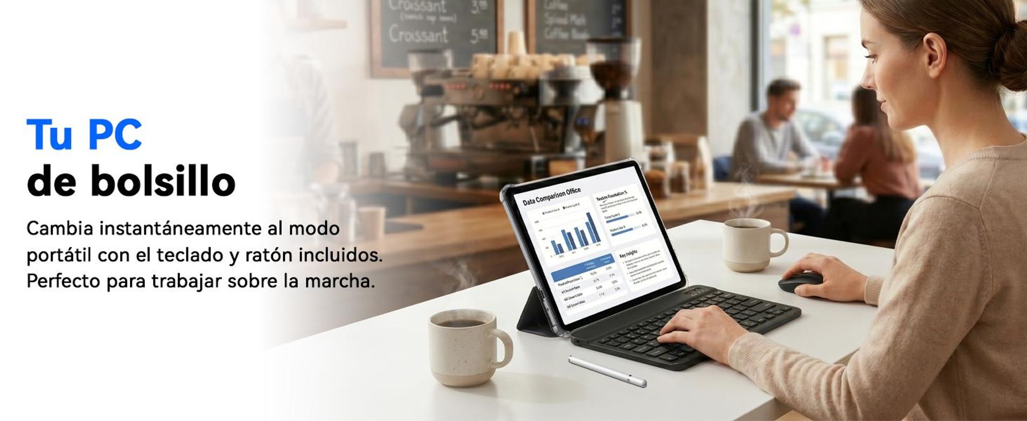 TABWEE T70 11" Tablet, 32(8+24)+256GB, Android 16, 8000mAh, BT5.0, Face ID, Widevine L1, Rheinland, Incluye teclado, ratón, lápiz óptico, etc