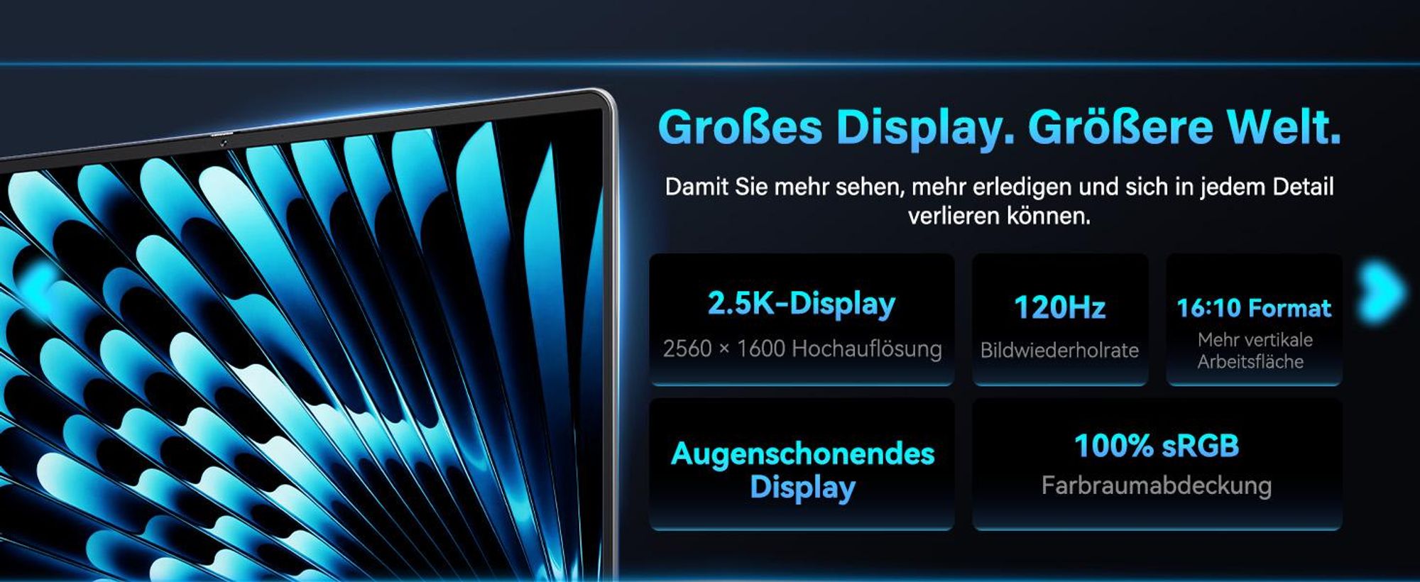 2026 GEEKOM GeekBook X16 Pro Laptop, 1299g Metallgehäuse, 16" 2.5K, IntelCore Ultra 9-185H, 32GB LPDDR5x7500MT/s, 2TBSSD, Ultradünn, Deutsche Tastatur