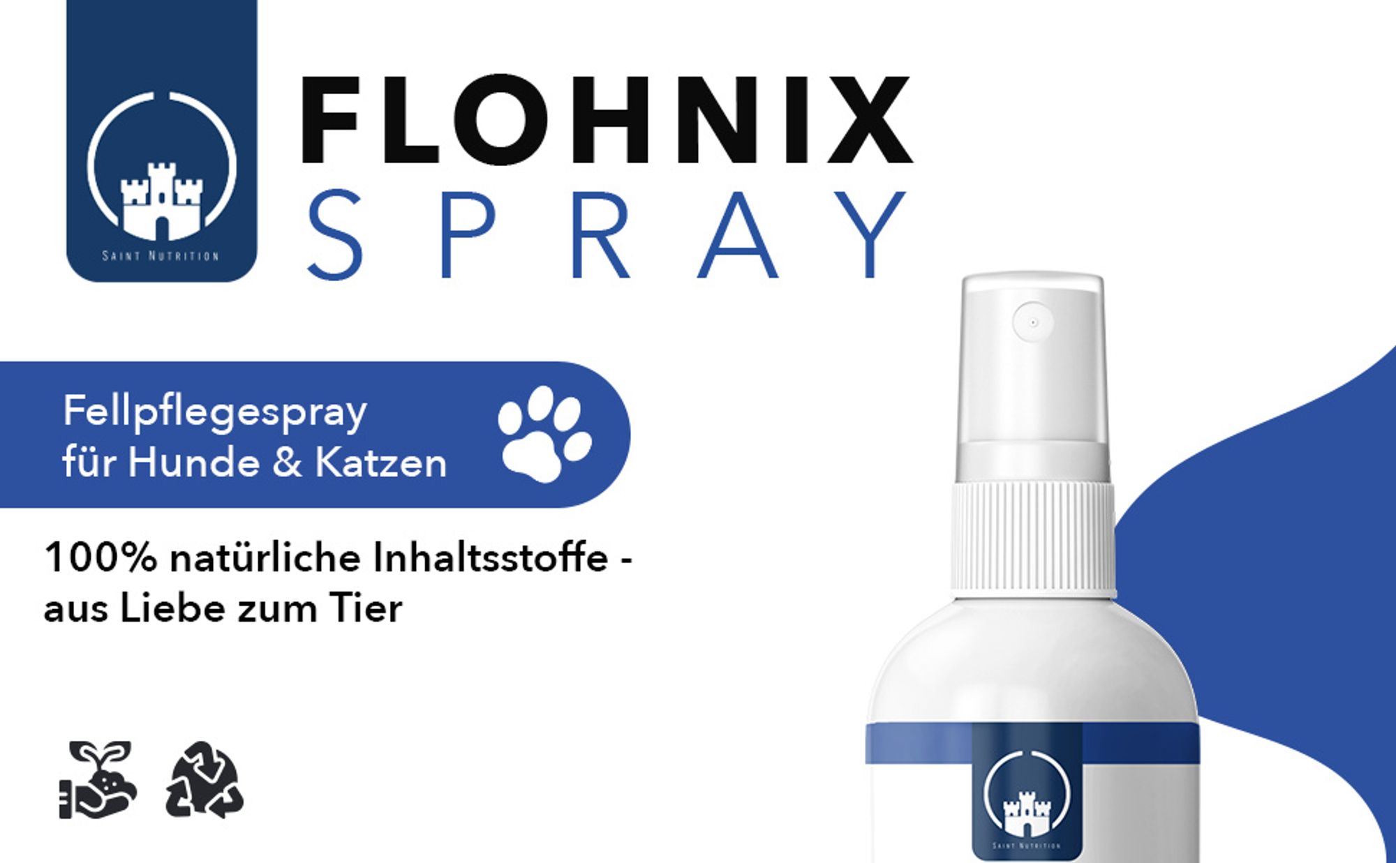 Saint Nutrition® Flohnix Spray - Läuse & Flöhe – für Hunde und Katzen – Flohmittel – natürliche Formel – Abwеhr gegen Läuse & Flöhe - Floh Hund