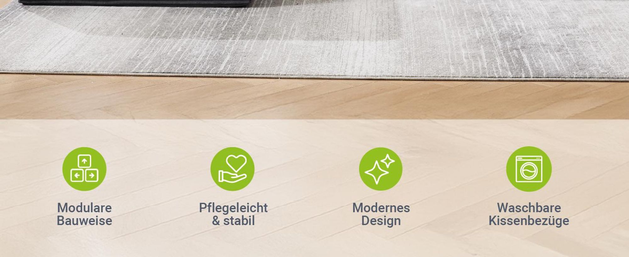 Juskys Sofa Coredo - Dunkelgrau, moderne Couch aus Cord mit Kissen, Ottomane links
