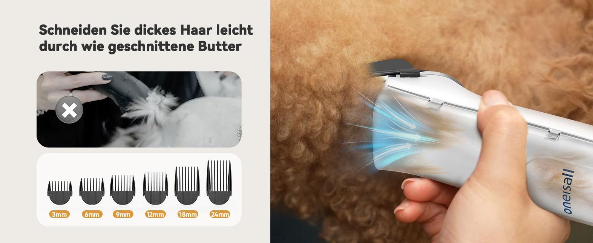 Oneisall Hundeschermaschine mit Staubsauger und Föhn, 8 in 1 Profi Haustierpflegeset